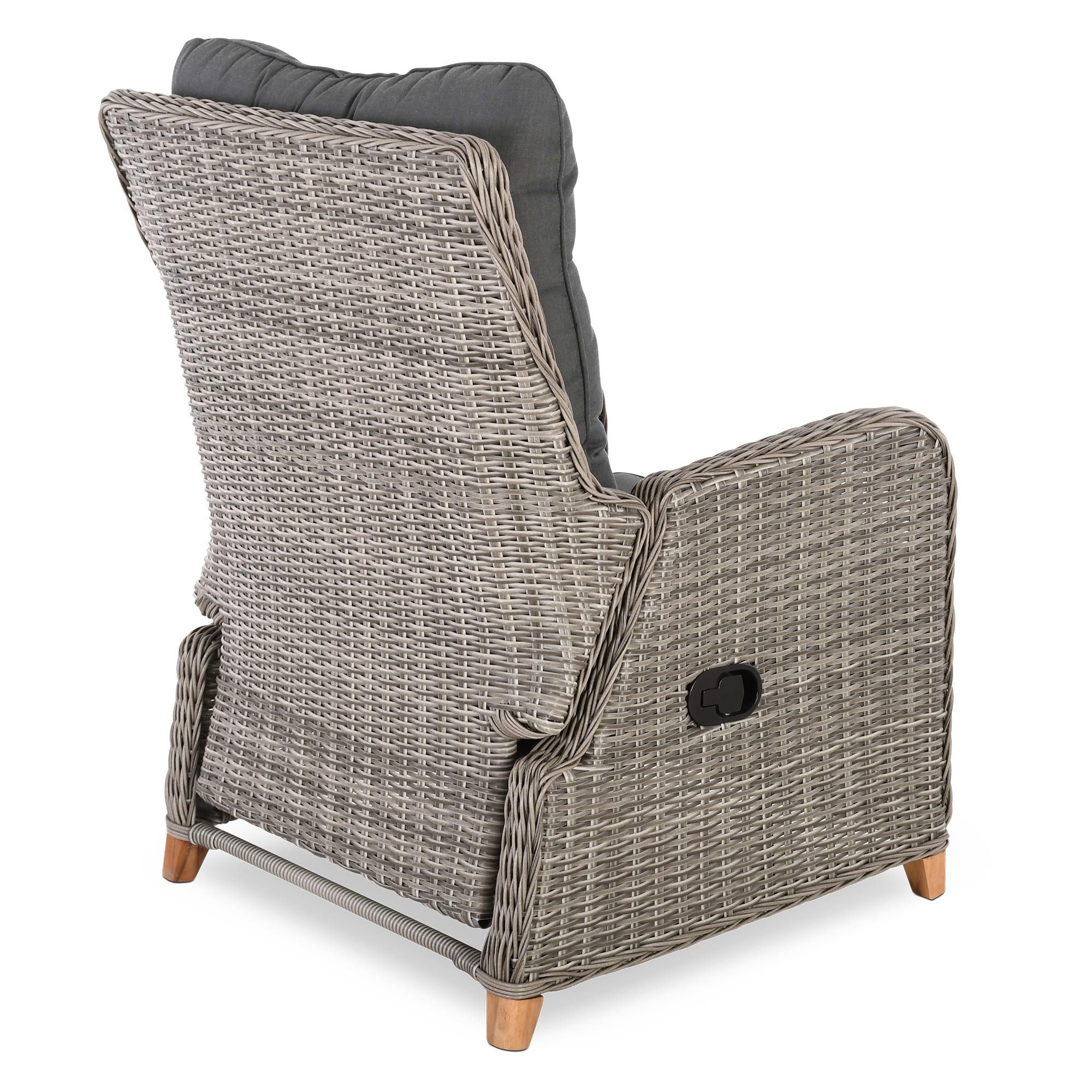 Raburg Gartensessel Relaxsessel mit Hocker, inkl. Polster, wetterfest, Alisa (Gartenstuhl-Set mit Hocker), pflegeleichtes Polyrattan, 130 kg Belastbarkeit