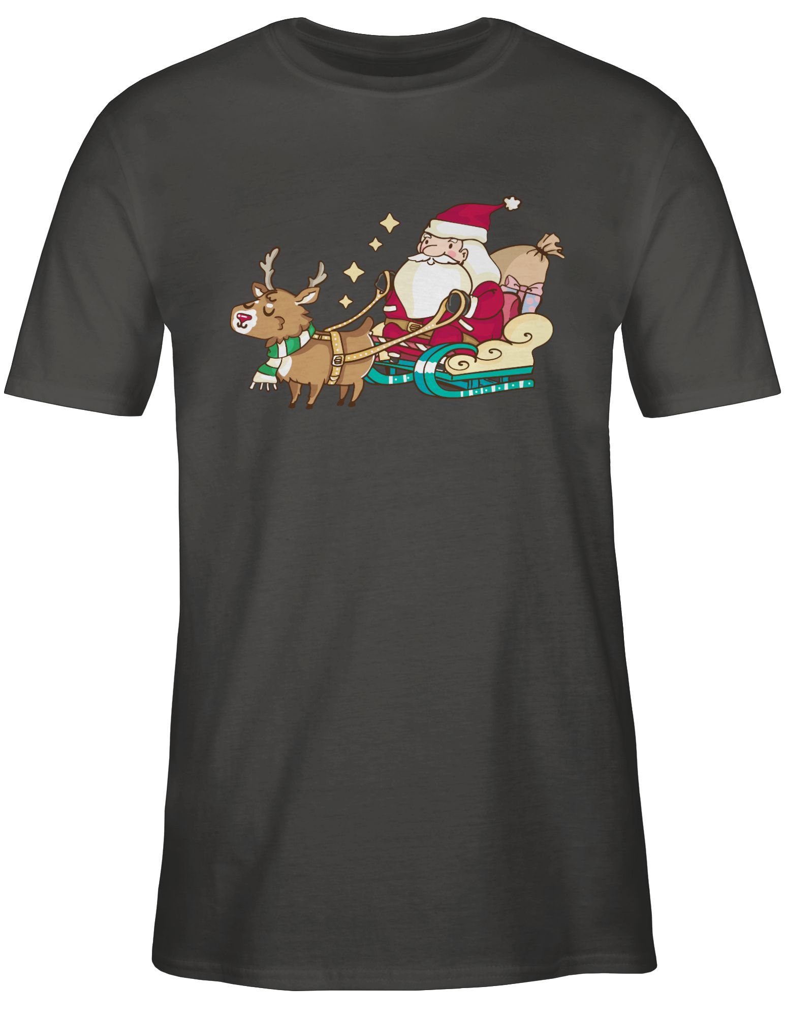 3 Dunkelgrau Kleidung Shirtracer Rentier Weihachten Weihnachtsmann T-Shirt mit