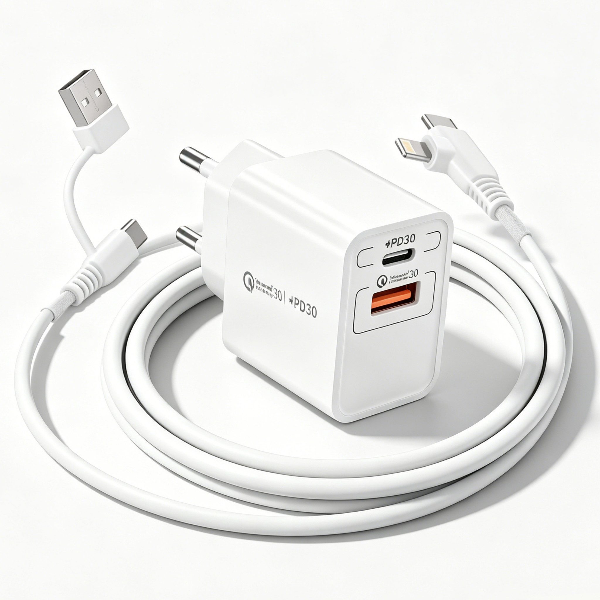 neue dawn 20W USB C Schnellladegerät mit 4in1 Kable für iPhone 16 15 14 13 Serie USB-Ladegerät (1* 20W Ladegerät + 1*4in1 Ladekabel, 1-tlg., 1, iPhone Air 16 15 14 13 12 Serie,iPad Pro 2024 2023,Pad Air 2026 2025)