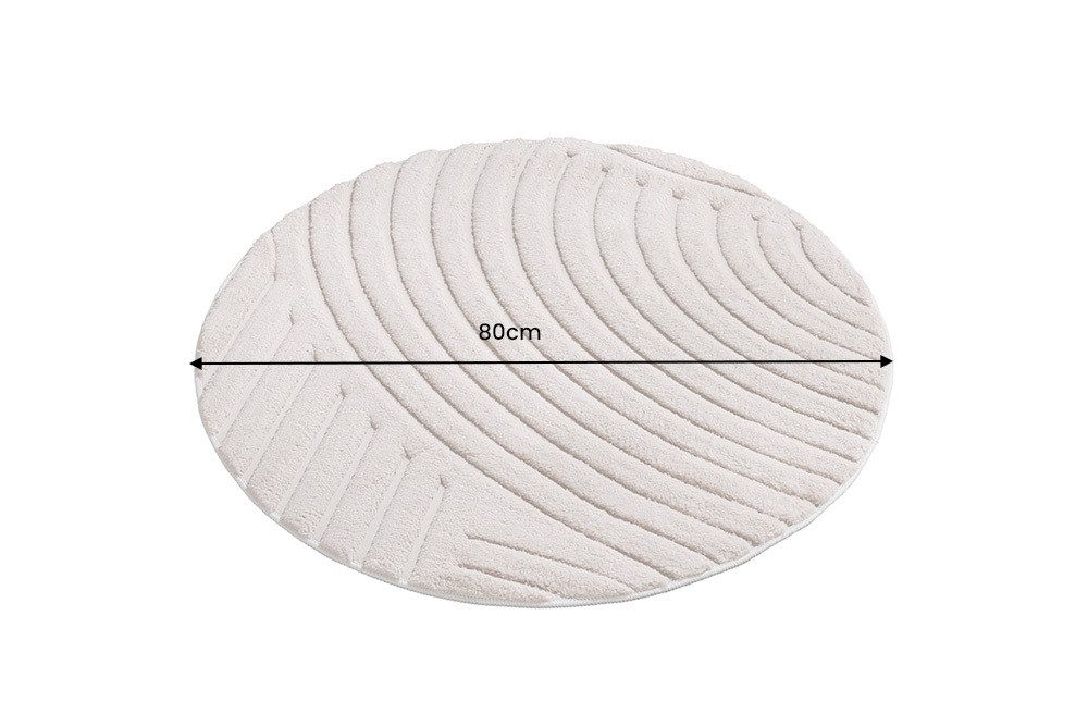 riess-ambiente Designteppich ART DECO Ø80cm beige/creme - rund, 3D-Strukturflor, Hoch-Tief-Effekt, rund, Höhe: 9 mm, weiche Haptik & für Fußbodenheizungen – ideal fürs Schlafzimmer