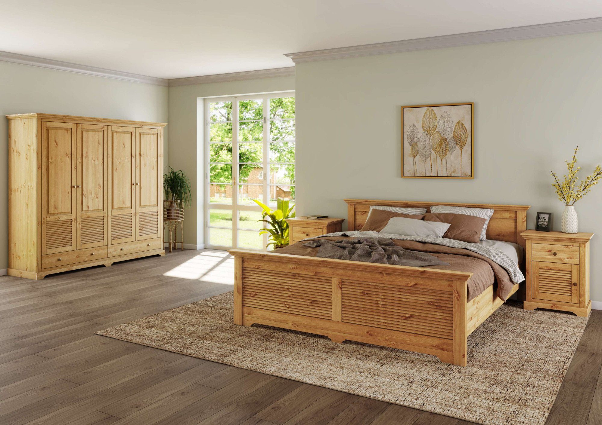 OTTO home Nachtkommode Rauna, Landhausstil, edles Design mit Lamellen und Kassetten, 2 Farben (B/H/T 56/69/39cm), FSC® zertifiziertes Kieferholz, massive Qualität mit viel Stauraum