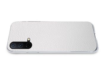 MuchoWow Handyhülle Leder - Strukturiert - Leder-Optik - Weiß, Phone Case, Handyhülle OnePlus Nord CE 5G, Silikon, Schutzhülle