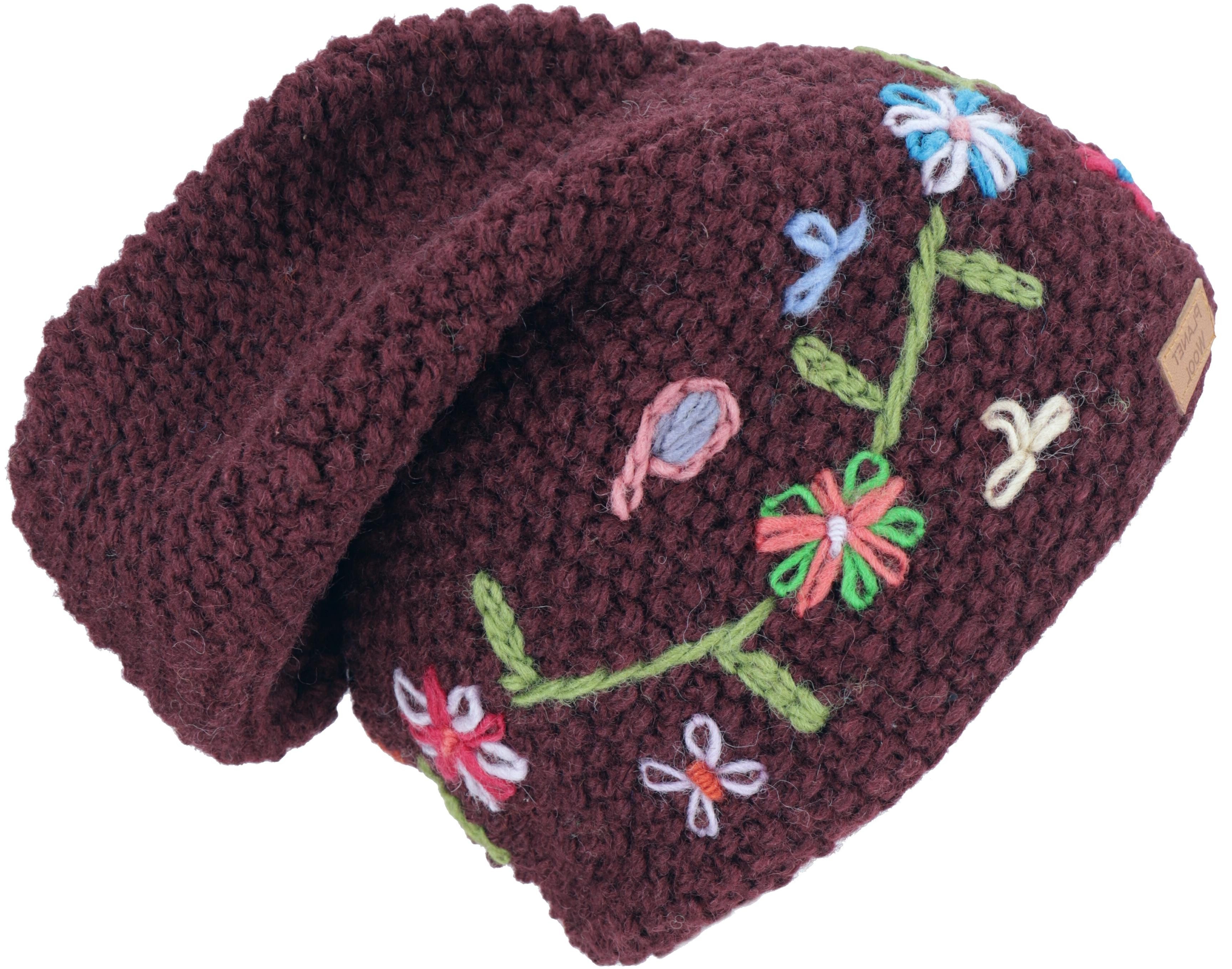 Guru-Shop Strickmütze Beanie Mütze, bestickte Strickmütze,..