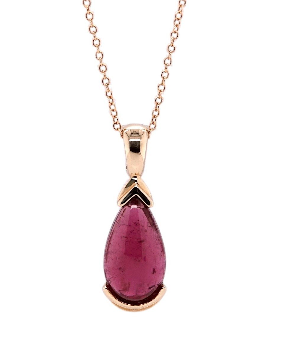 Sogni d'oro Kettenanhänger mit pink Turmalin, Gelbgold 375, Clip-Anhänger