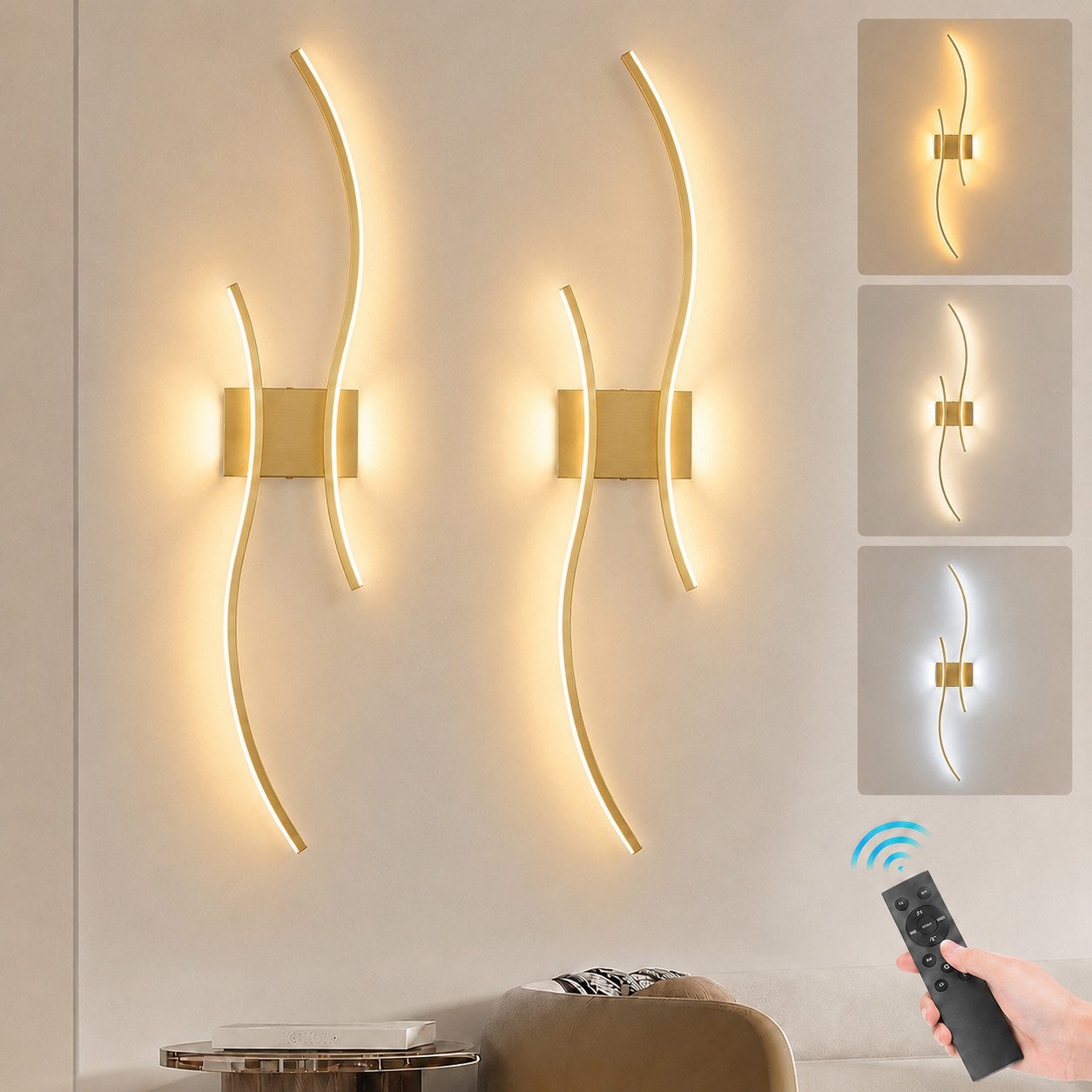 Lapamax LED Wandleuchte Akku Wandleuchte Innen, Dimmable, 3000K-6500K, LED, 3 Lichtfarben, für Wohnzimmer Schlafzimmer Flur Treppen
