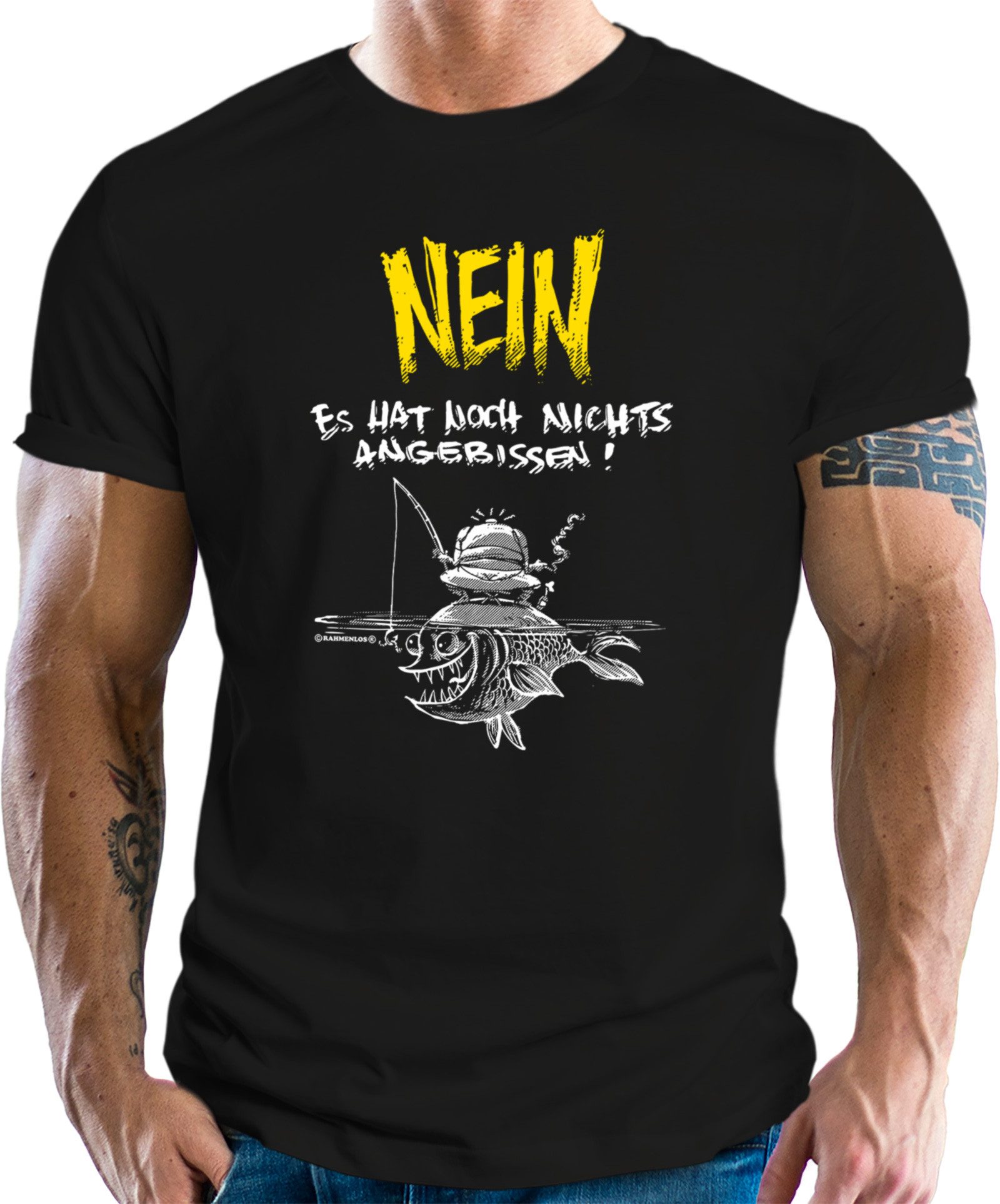 T-Shirt für Angler und Fischer: nein es hat noch nichts angebissen