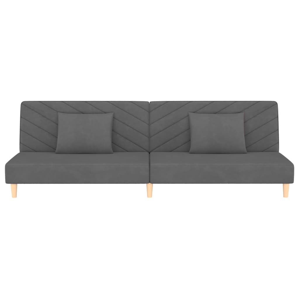 vidaXL Sofa Schlafsofa Kissen Schlaffun Schlafcouch Dunkelgrau 2 mit Samt 2-Sitzer