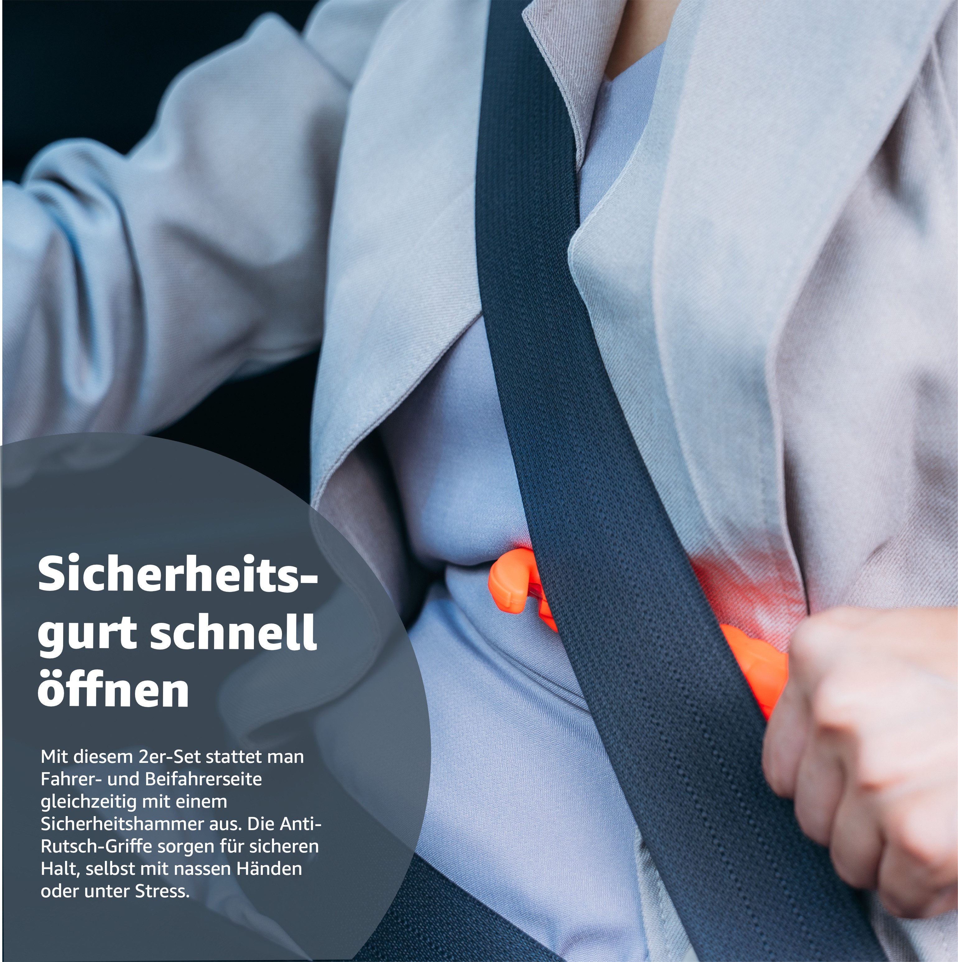 autogadget® Hammer 2er Notfallhammer Autozubehör Set Nothammer - mit Gurtschneider (2er Set, 2-St., 2 Stück)