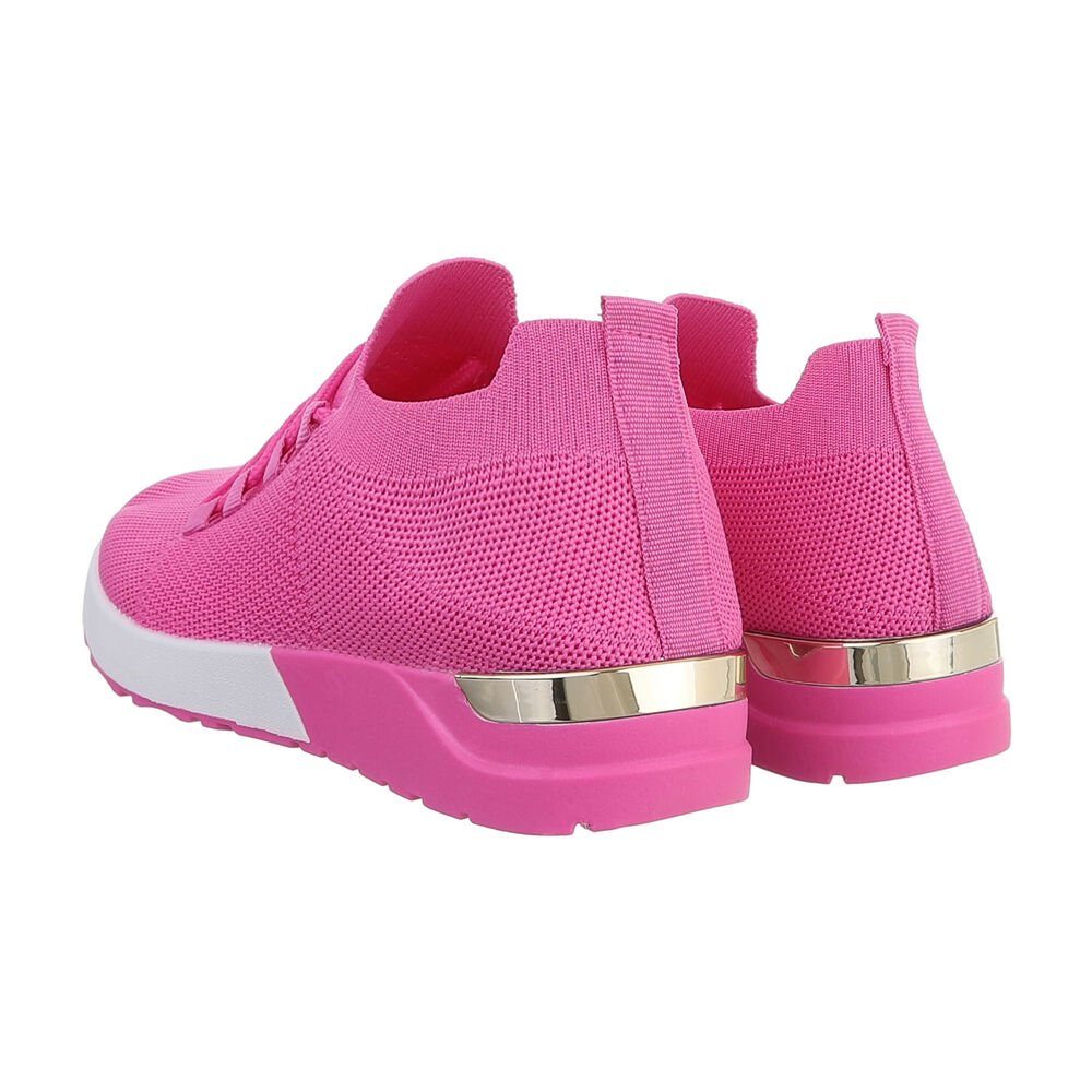 Sneakers Flach Low Low-Top in Damen Pink Ital-Design Freizeit Sneaker