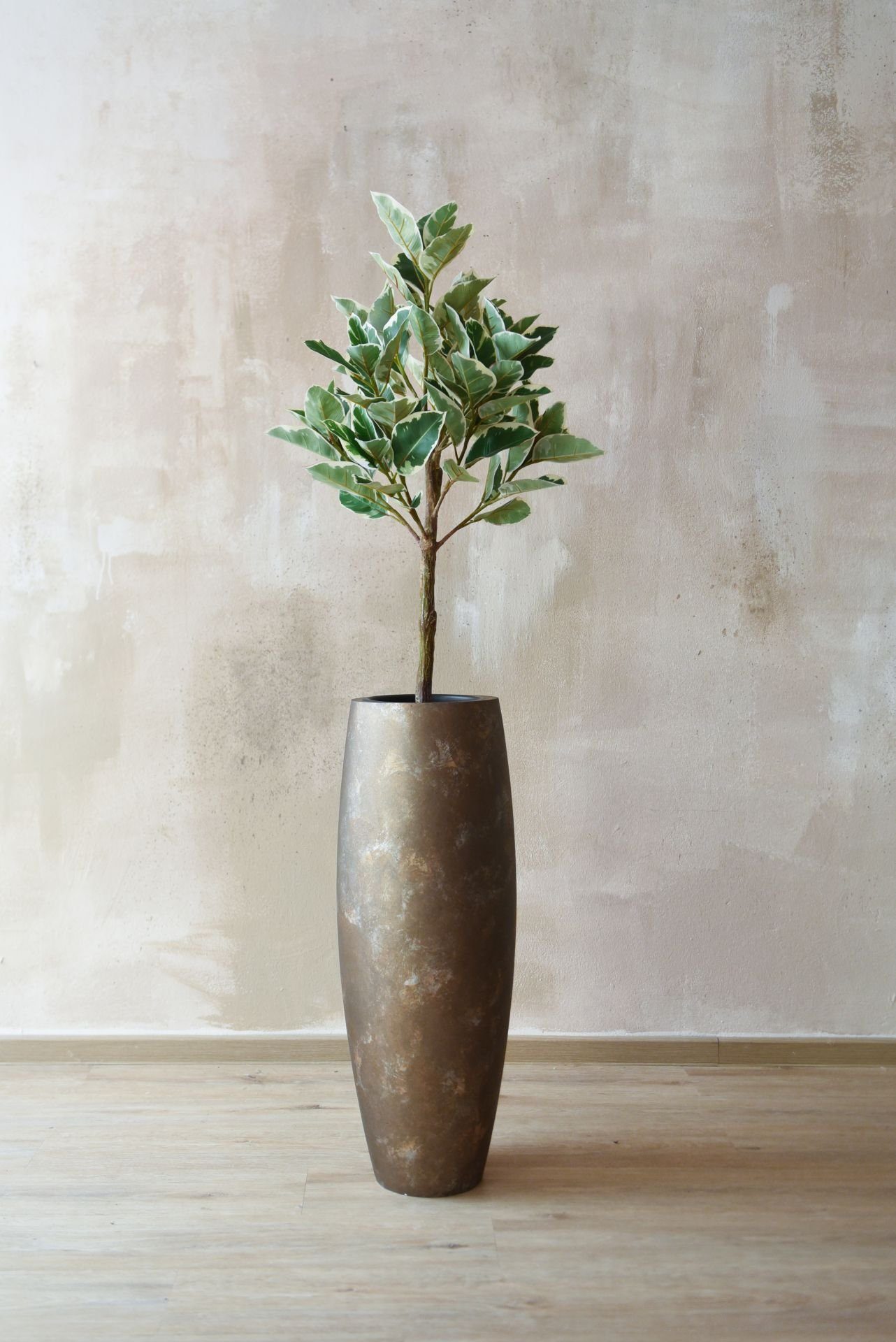 VIVANNO Bodenvase Fiberglas MAGNUM Rund - Quarzgrau Seidenmatt Mit Muster (1 St), 30x80 cm