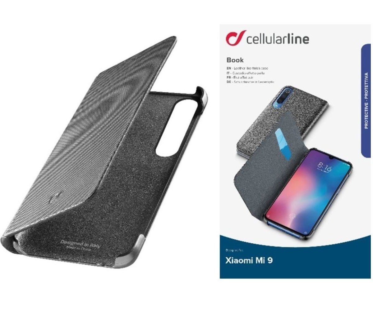 Cellularline Handyhülle Book-Cover Schutz-Hülle für Xiaomi Mi 9, Klapp-Tasche für Xiaomi Mi9, Buch-Format, Kunstleder, schützt optimal