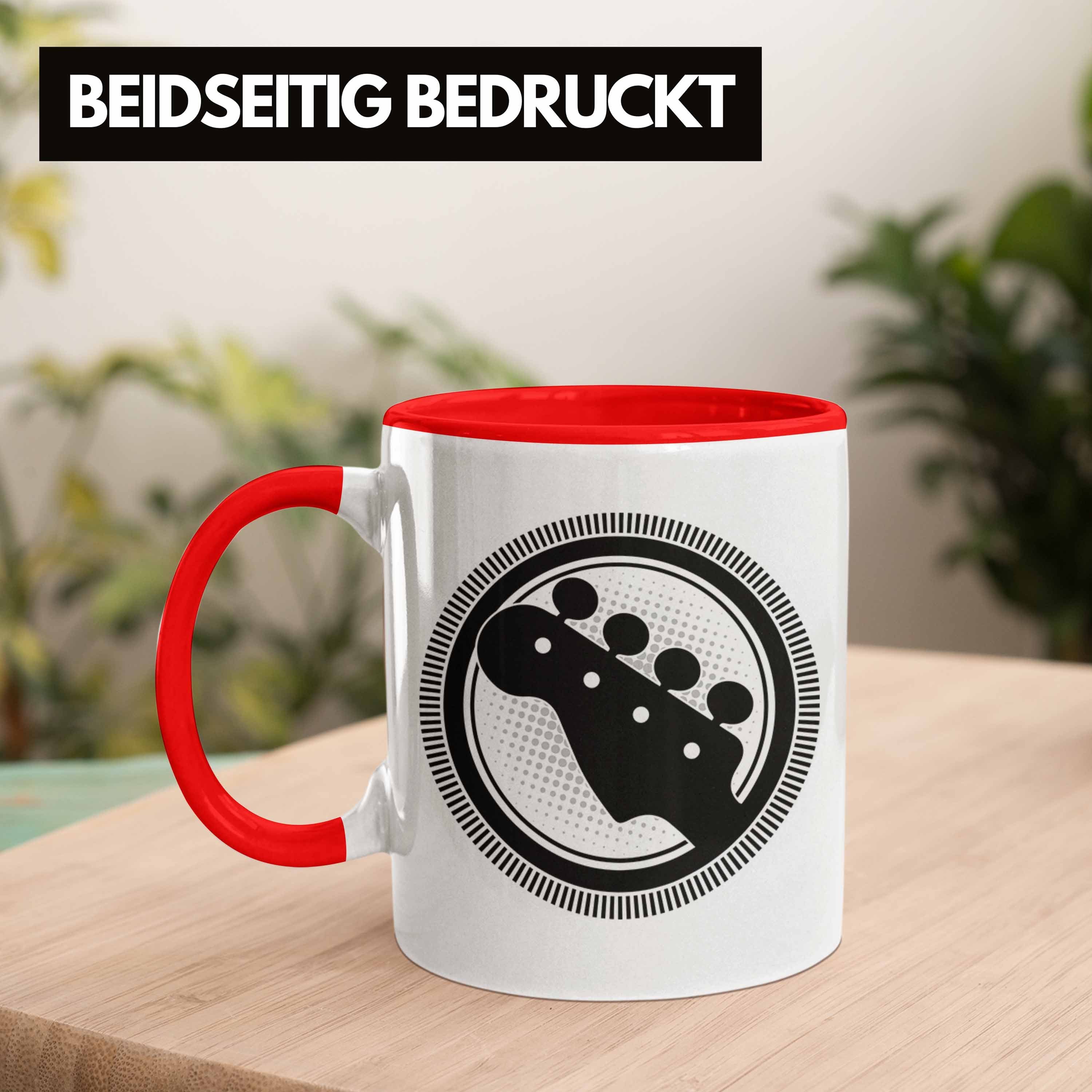Trendation Tasse Gitarrenspieler Tasse Spruch Rot Kaffee-Bech Gitarre Geschenkidee Geschenk