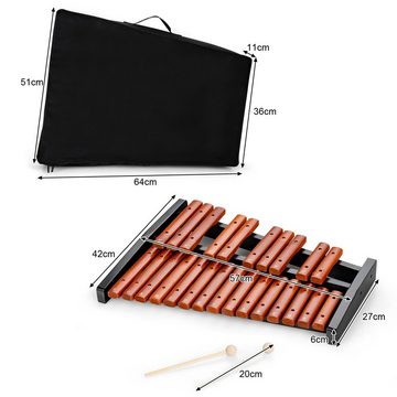 COSTWAY Glockenspiel 25 Noten Holzschlaginstrument, mit 2 Schlägeln