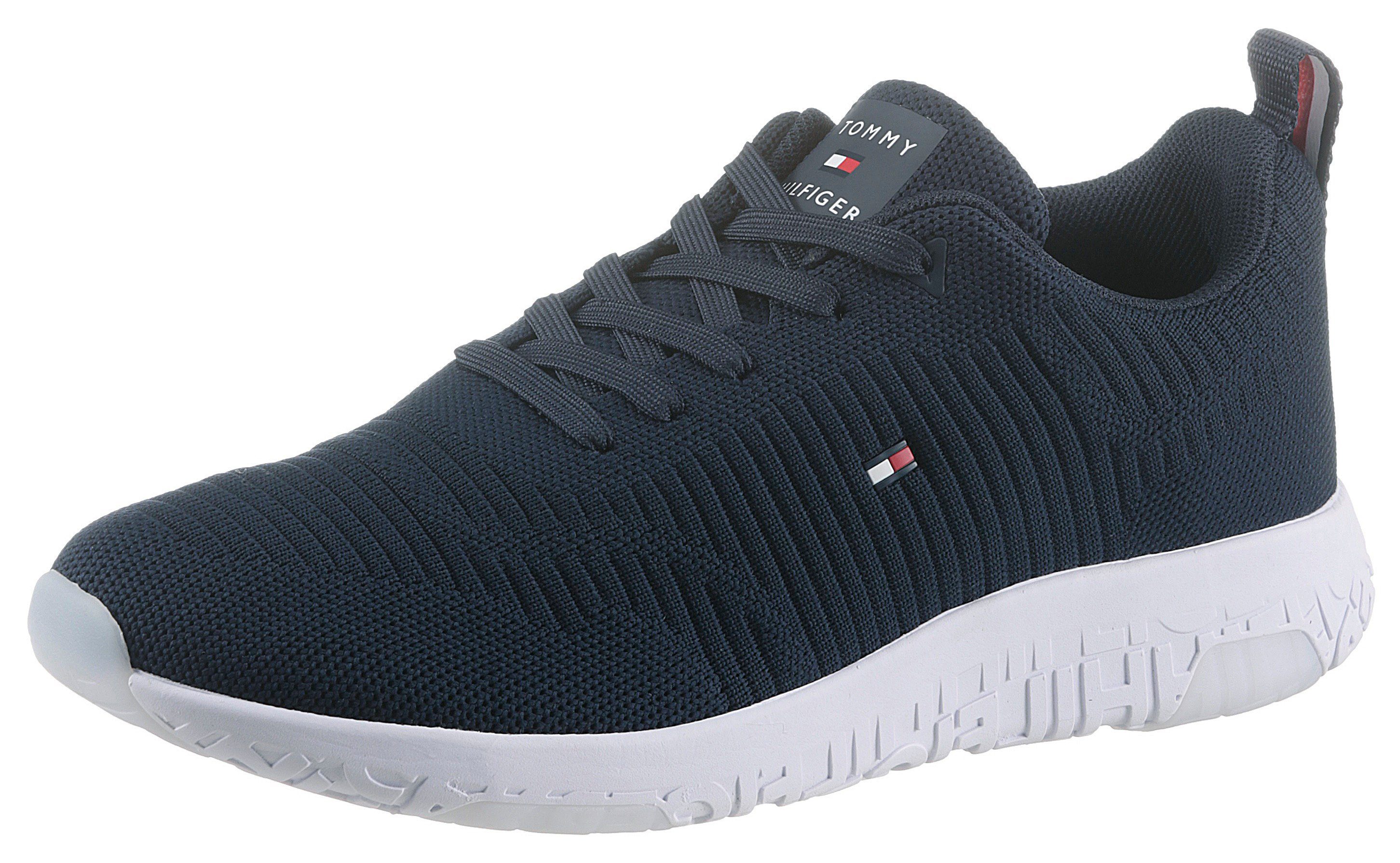 Tommy Hilfiger CORPORATE KNIT RIB RUNNER Sneaker mit seitlicher Logoflagge, Freizeitschuh, Halbschuh, Schnürschuh