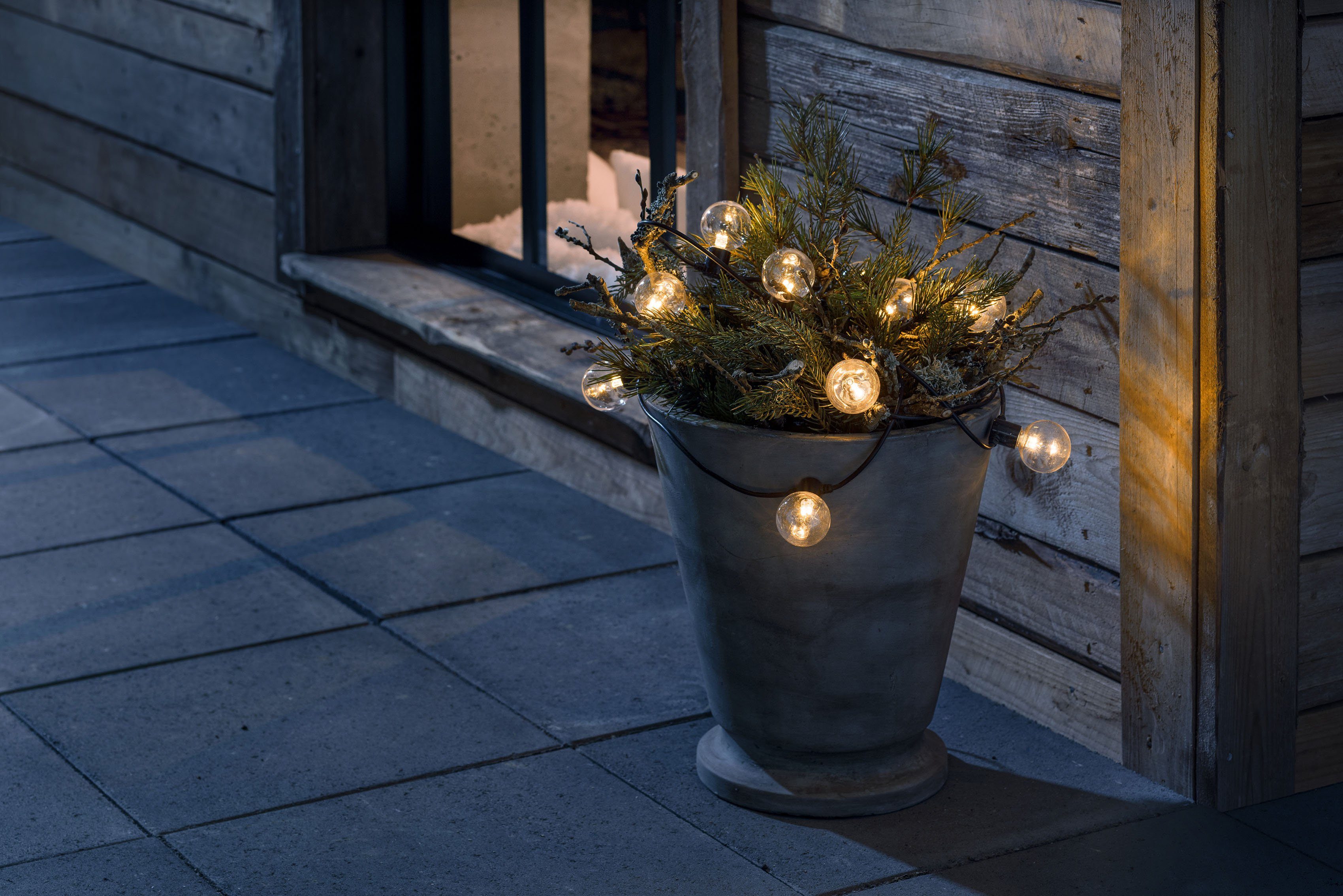 20-flammig, Weihnachtsdeko KONSTSMIDE LED-Lichterkette Birnen / LED 20 Dioden bernsteinfarbene 40 Biergartenkette, aussen, klare