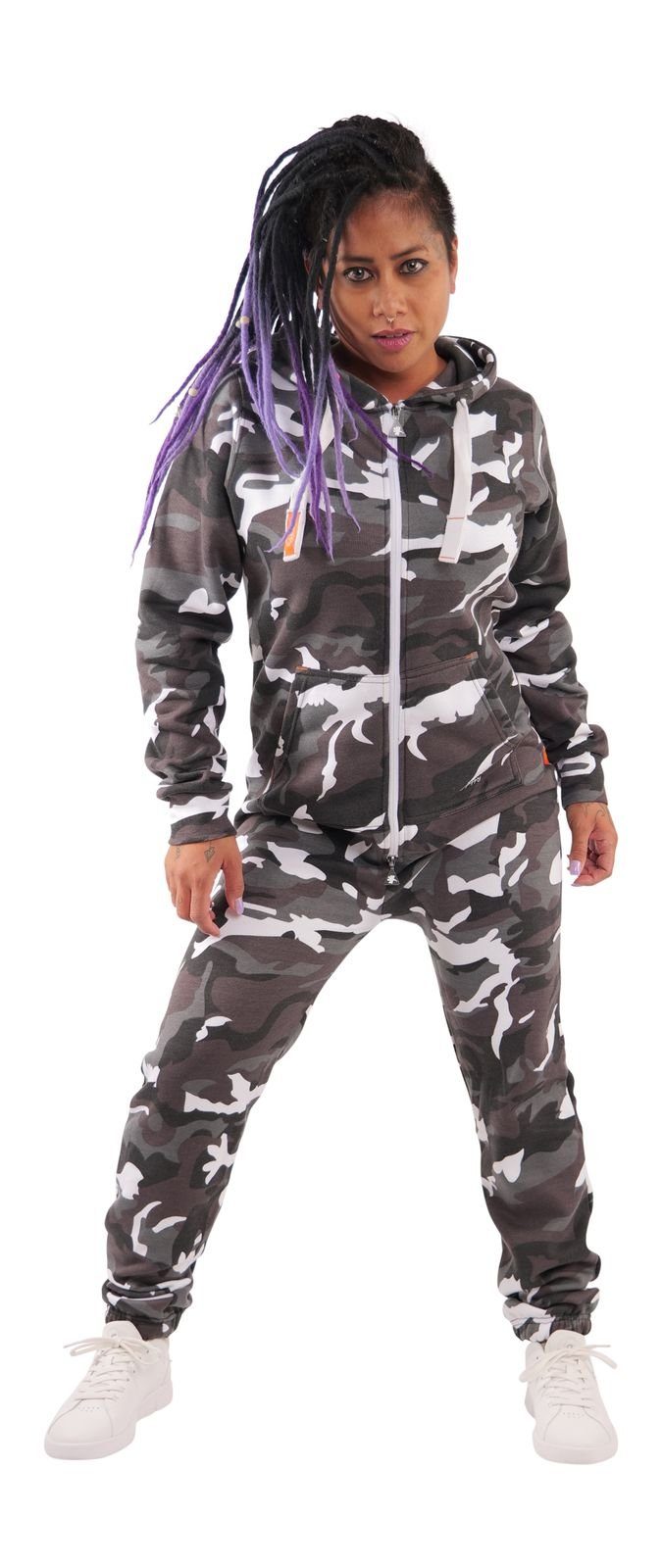 urban mit und Eingrifftaschen Kapuze O'Poppy grey (1-tlg) Damen Jumpsuit camo