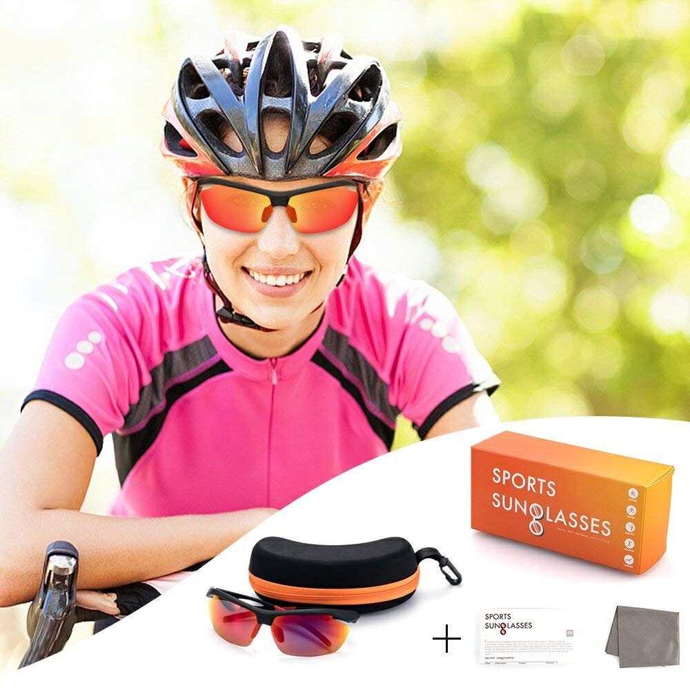 Avoalre Fahrradbrille Fahrerbrille, (1), Schutz Rot vor UVA, UVC-Strahlen 100% UVB