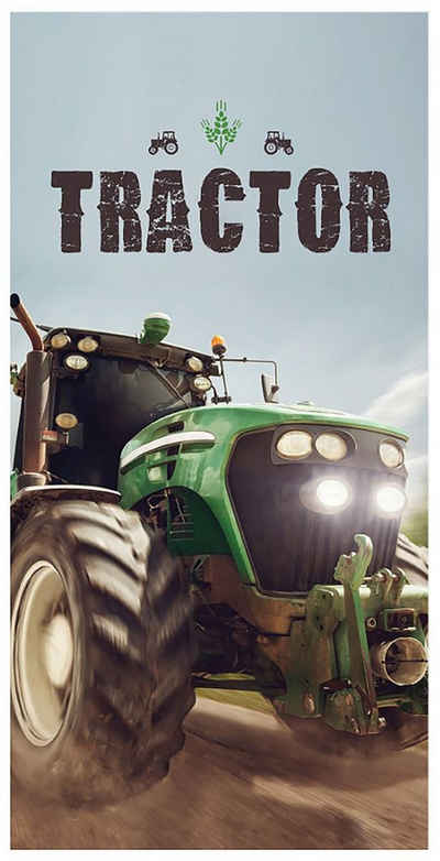 BrandMac Strandtuch Traktor auf dem Feld Badehandtuch 140 x 70 cm, Baumwolle
