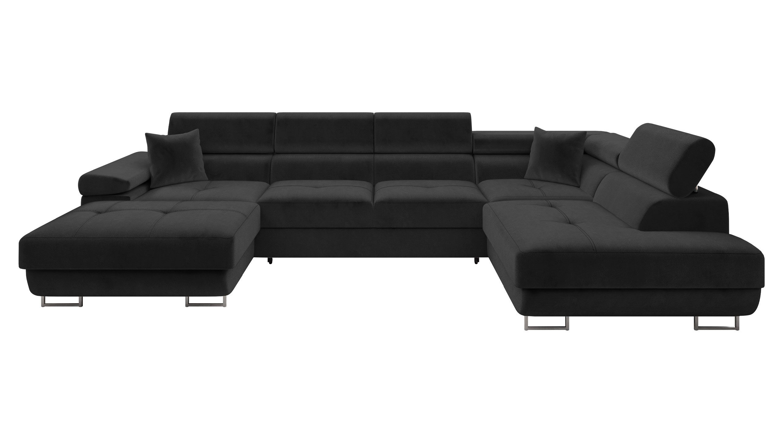MIRJAN24 Wohnlandschaft Torezio Bis, mit Bettkasten und Schlaffunktion, Einstellbare Kopfstützen, 346x203x70-90 cm, U-Form