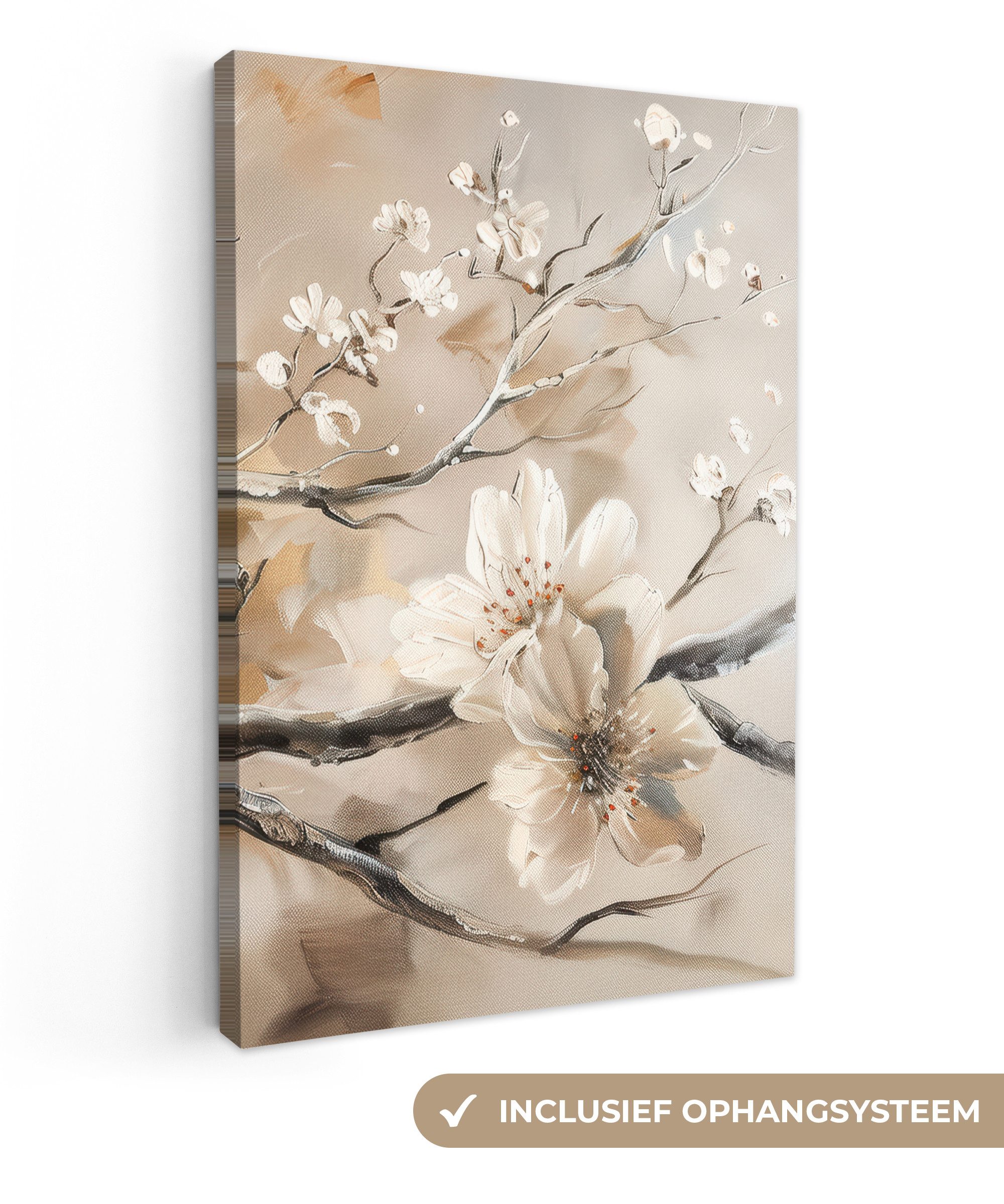 OneMillionCanvasses® Leinwandbild Blumen - Natur - Weiß - Blüte - Abstrakt, Fotodruck (1 St), Leinwand Canvas Wandbild, Wanddekoration 20x30 cm