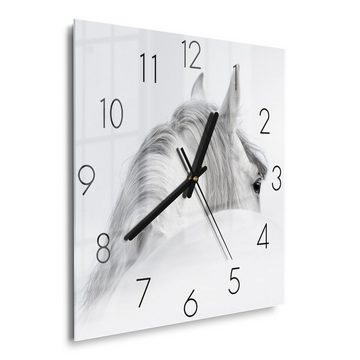 DEQORI Wanduhr 'Andalusisches Pferd' (Glas Glasuhr modern Wand Uhr Design Küchenuhr)