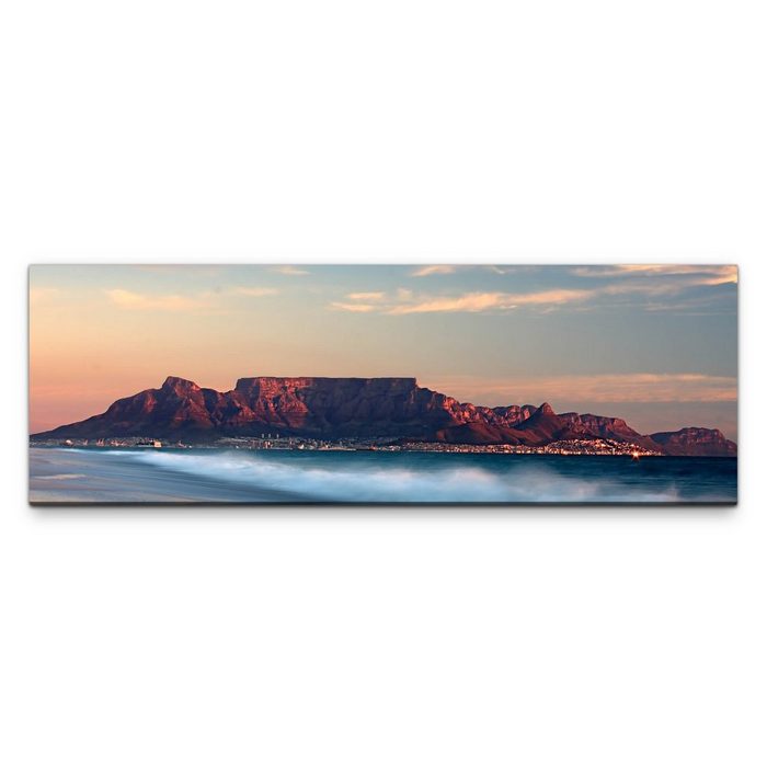 möbel-direkt.de Leinwandbild Bilder XXL Strand Kapstadt mit Tafelberg Wandbild auf Leinwand