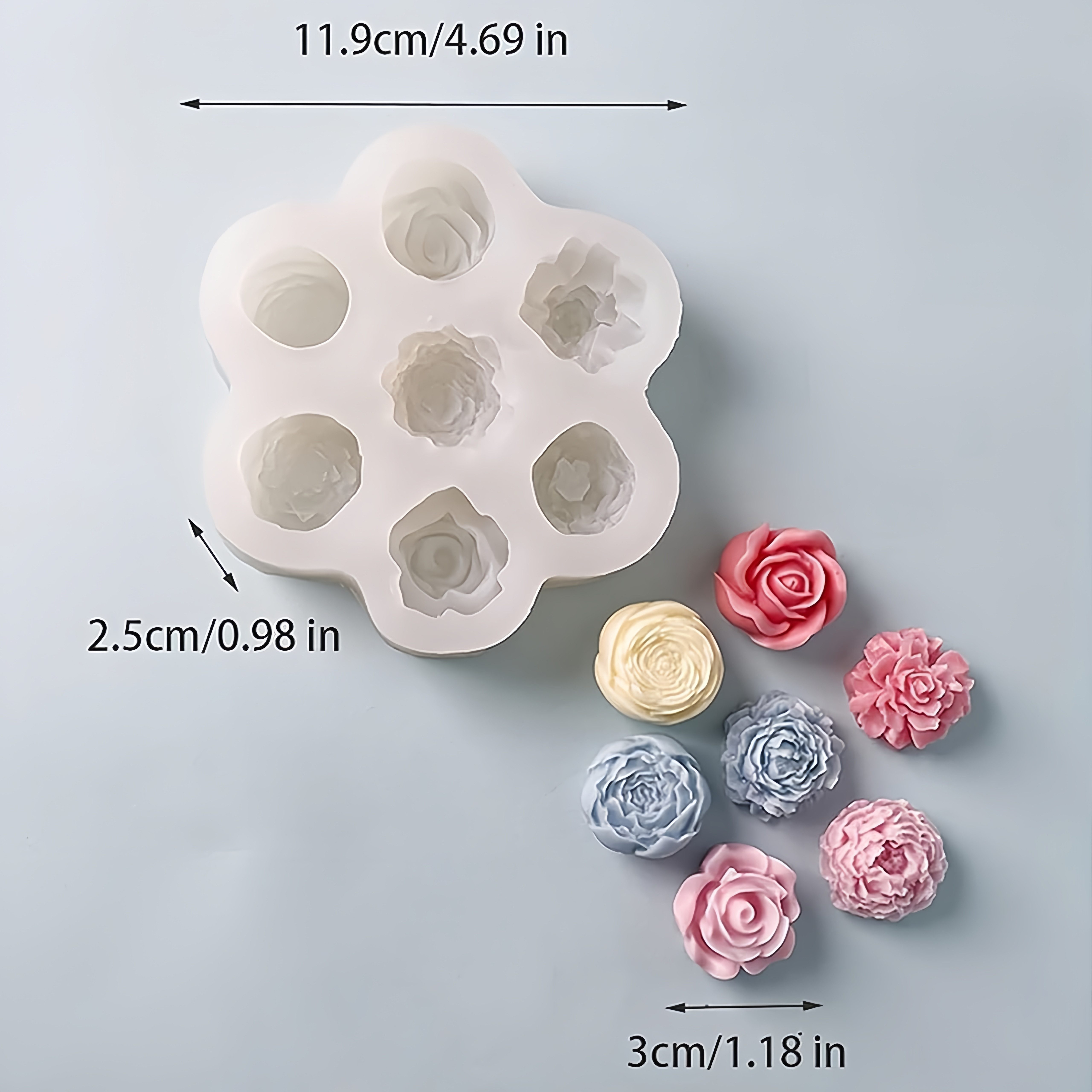 FOUORTUNATE-BEE Silikonform 7-fach Rosen Silikonform für Mini-Blumenkerzen, (1-tlg), Silikonform mit 7 Rosen für kleine Kerzen & Deko