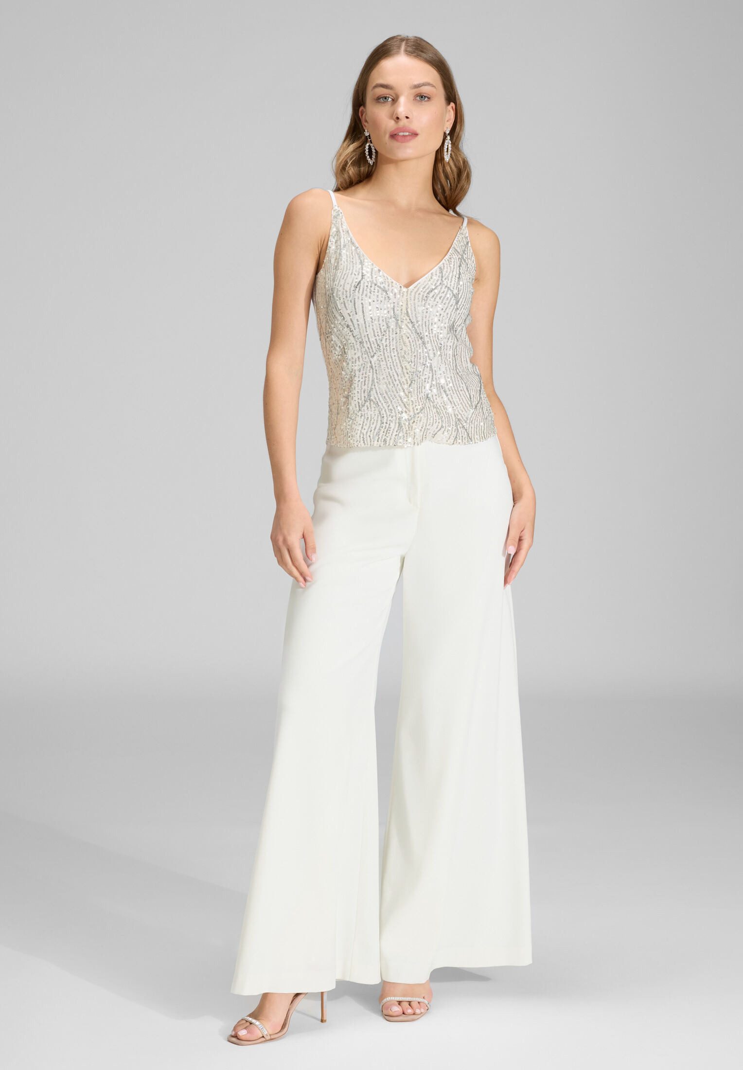 SWING Hosenanzug - Palazzo Hose aus Webware Palazzo Hose mit weitem Bein