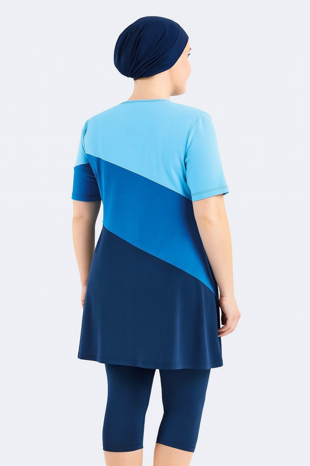 C&CITY Badeanzug Übergröße Kurzarm Leggings Halbbedeckter Bescheidener Badeanzug
