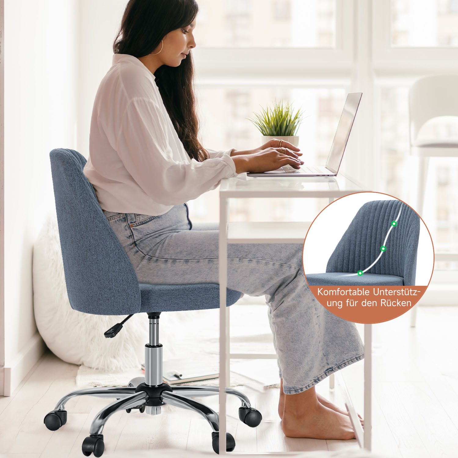 Refined Living Bürostuhl Schreibtischstuhl mit Rädern günstig online kaufen