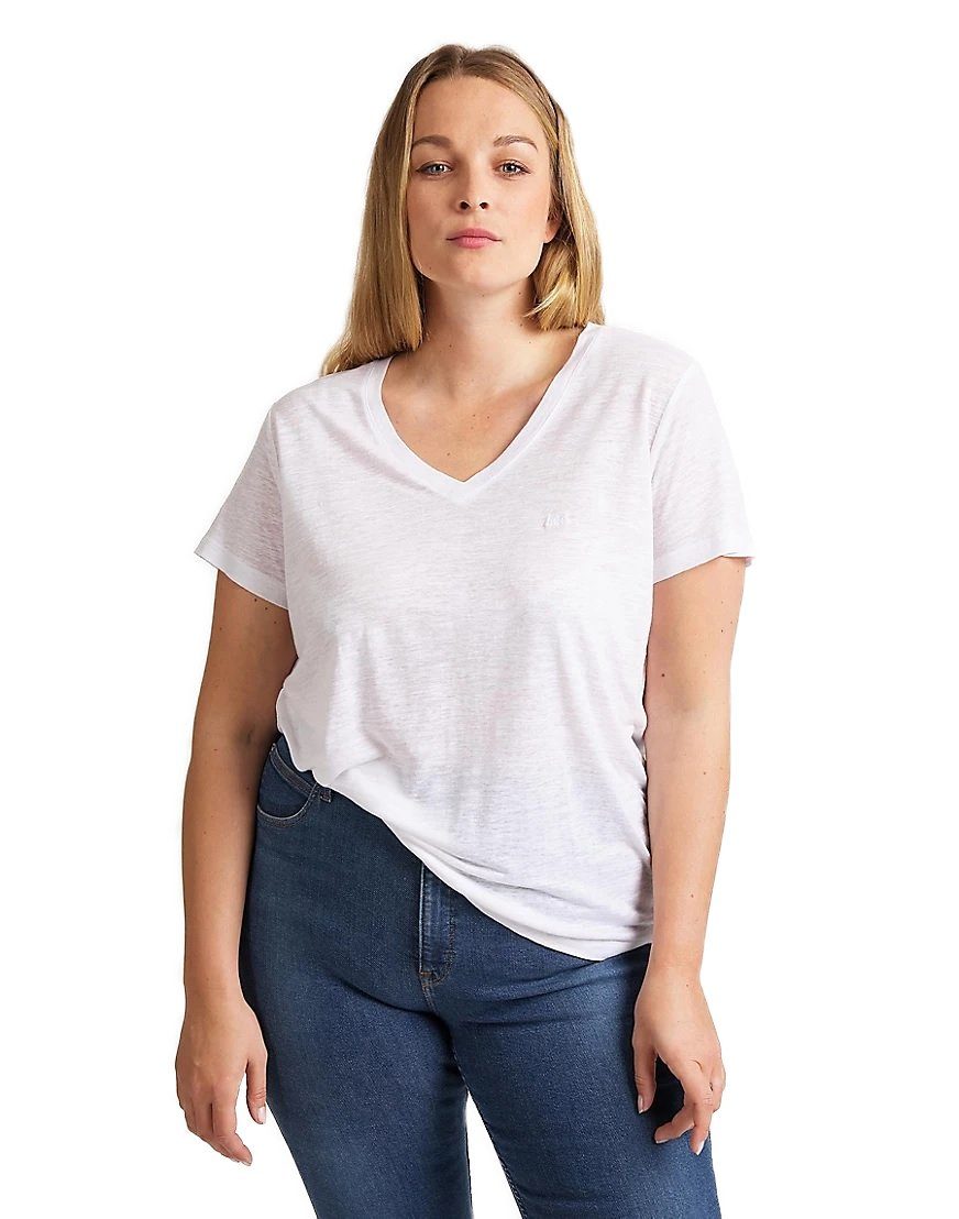 Lee® T-Shirt V NECK TEE (1-tlg) mit V-Ausschnitt Bright White (L41JENLJ)