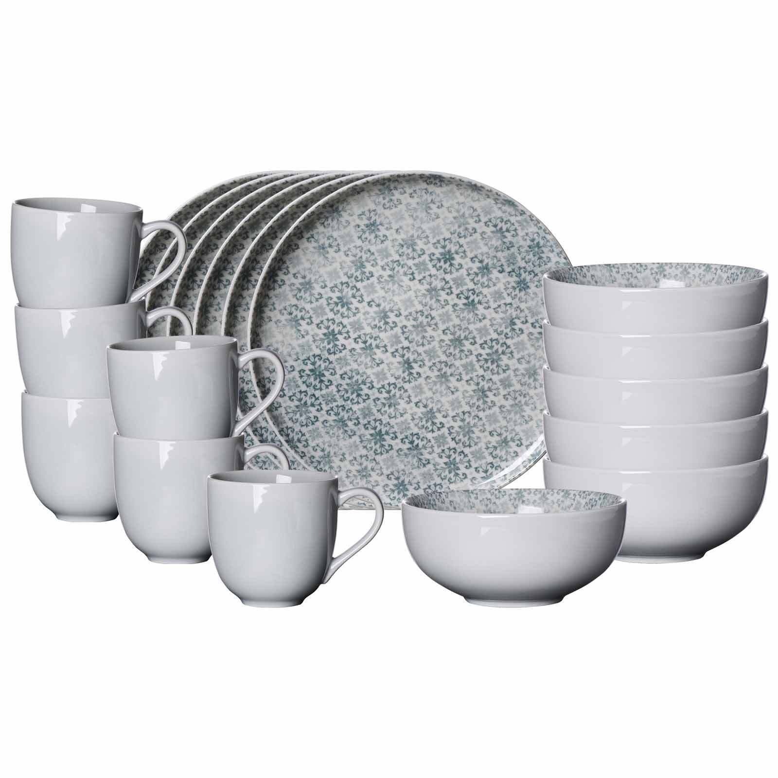 Ritzenhoff & Breker Frühstücks-Geschirrset Porto Frühstücks-Set 18er Set (18-tlg), 6 Personen, Porzellan