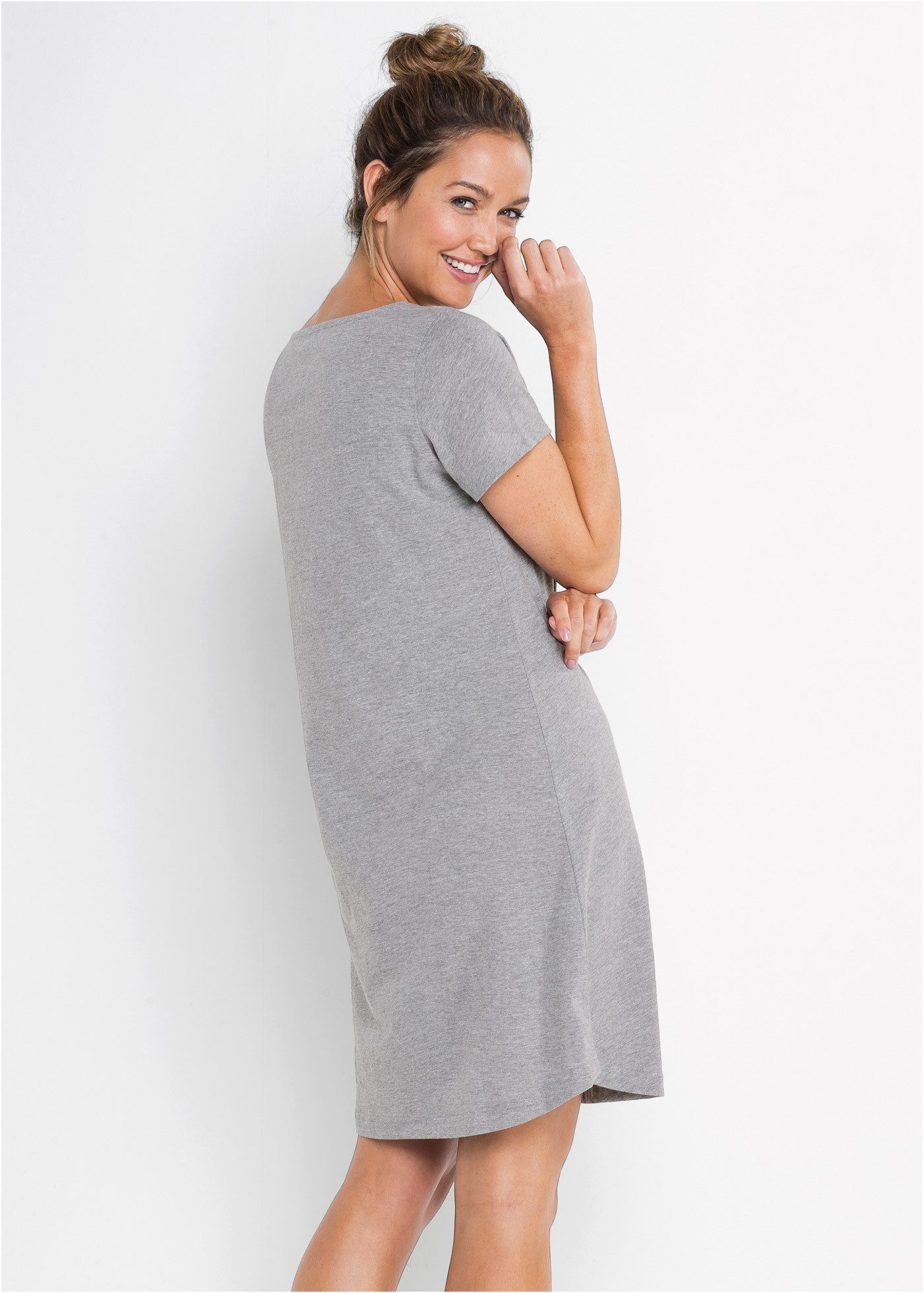 bonprix Nachthemd tolle Baumwollmischung, kurzarm, gerader, leicht ausgestellter Schnitt