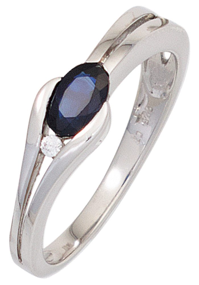 JOBO Fingerring, 375 Weißgold mit Safir günstig online kaufen