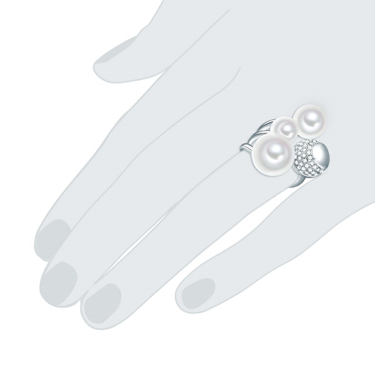Lulu & Jane Perlenring silber, mit Glas