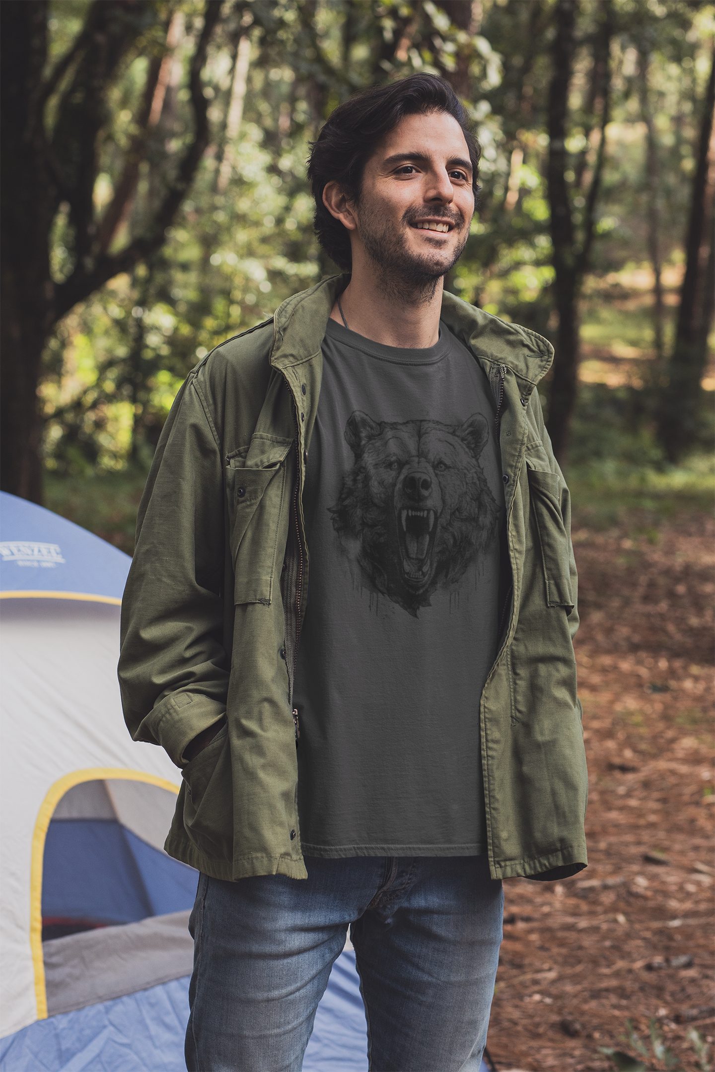 Baddery Print-Shirt Bären-T-Shirt: "Rage of the Wild" - Geschenk für Jäger - Jagd Tshirt, hochwertiger Siebdruck, auch Übergrößen, aus Baumwolle