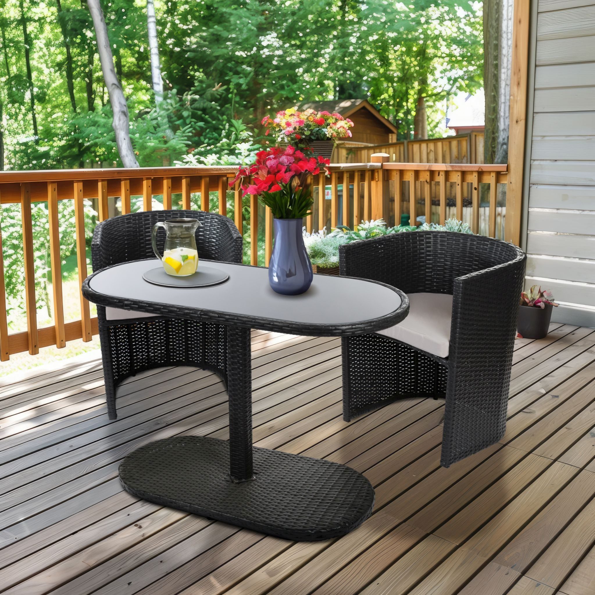 Wohnando Garten-Essgruppe Balkonmöbel Sitzgruppe "Susi", schwarz, günstig online kaufen