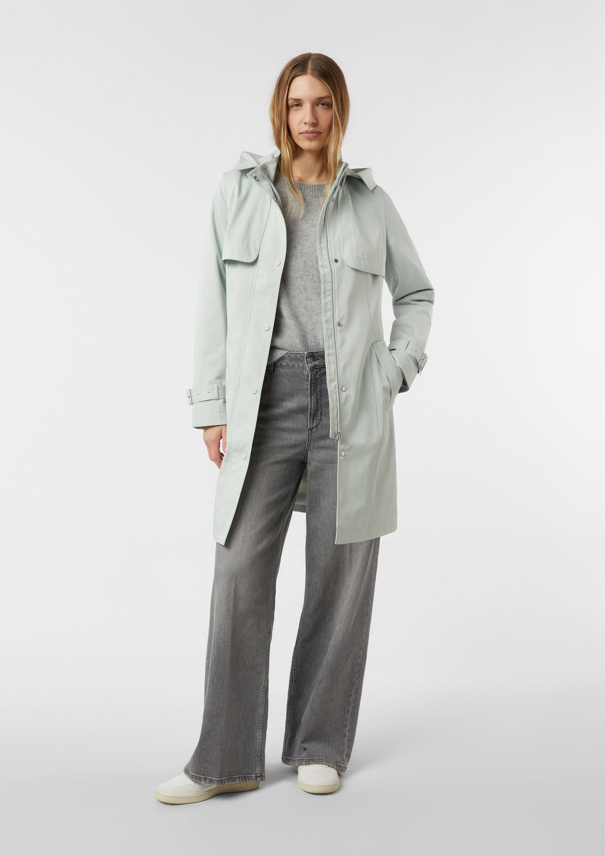 comma Funktionsmantel Outdoor-Mantel Baumwoll-Trenchcoat mit abnehmbarer Kapuze und Bindegürtel