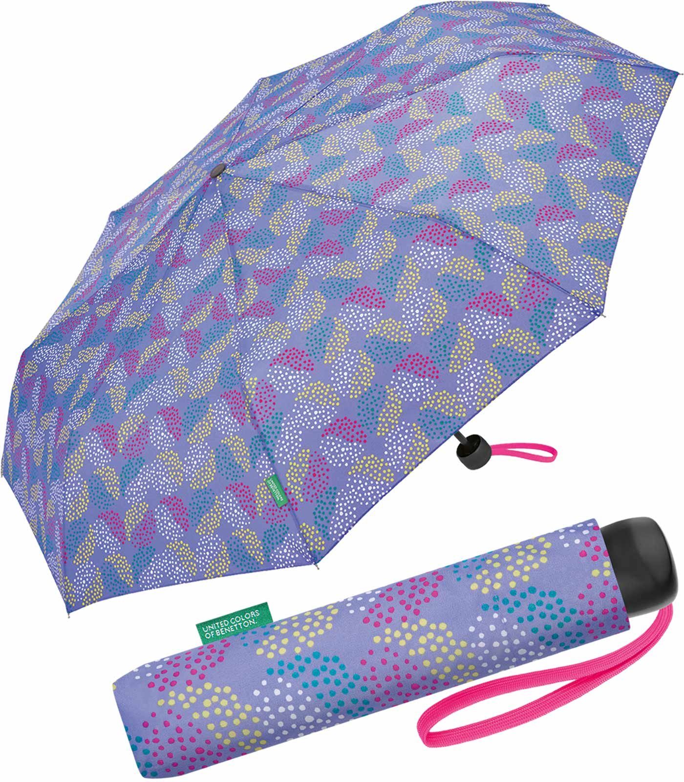 United Colors of Benetton Taschenregenschirm Super Mini - Pop Dots deep periwinkle, mit modernem Punkte-Kreise-Muster violett