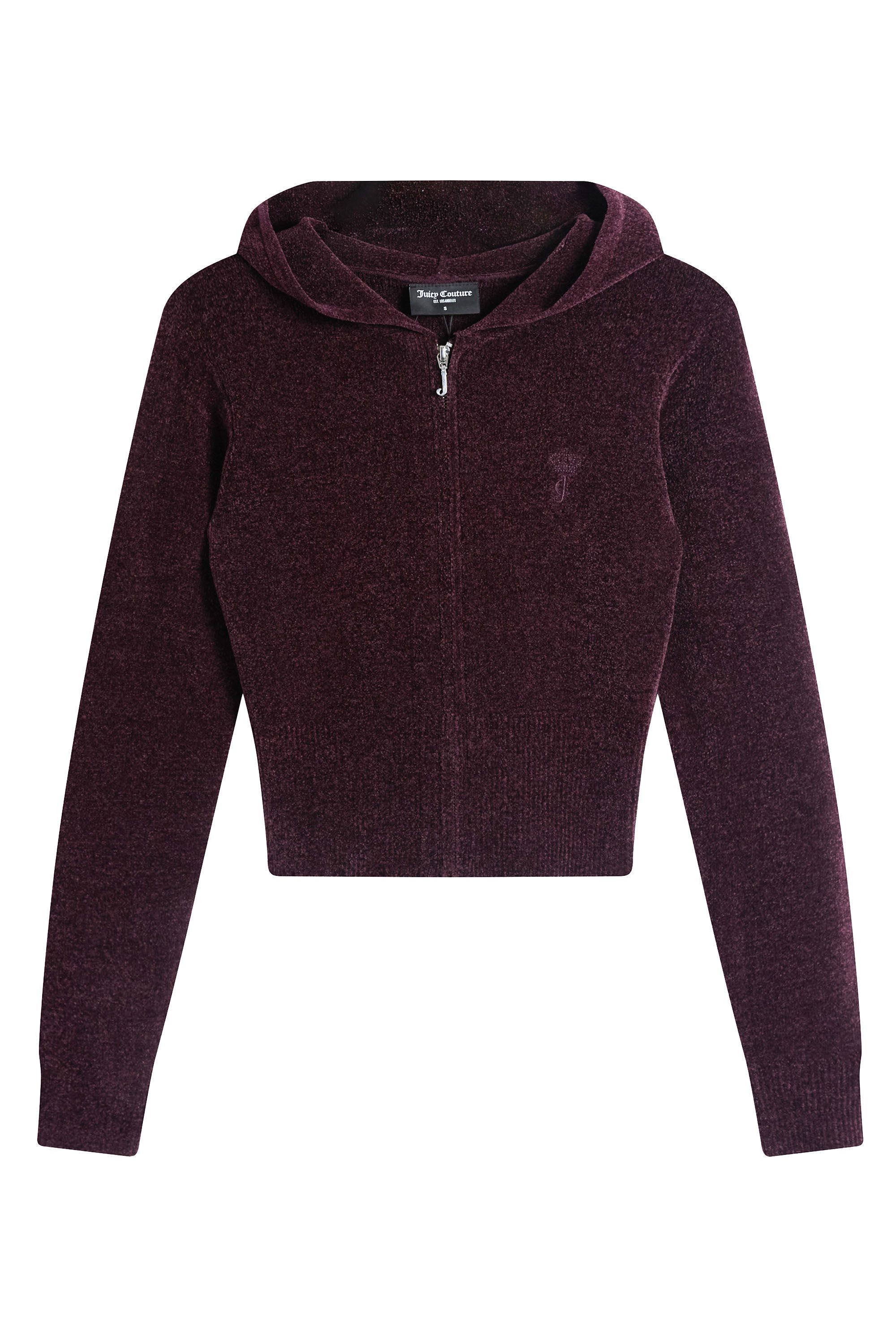Juicy Couture Kapuzennickijacke MAYA KNIT HOODIE Damen Trainingsjacke Damen, Sweatjacke mit Kapuze, Strick, mit Glitzer, Sale