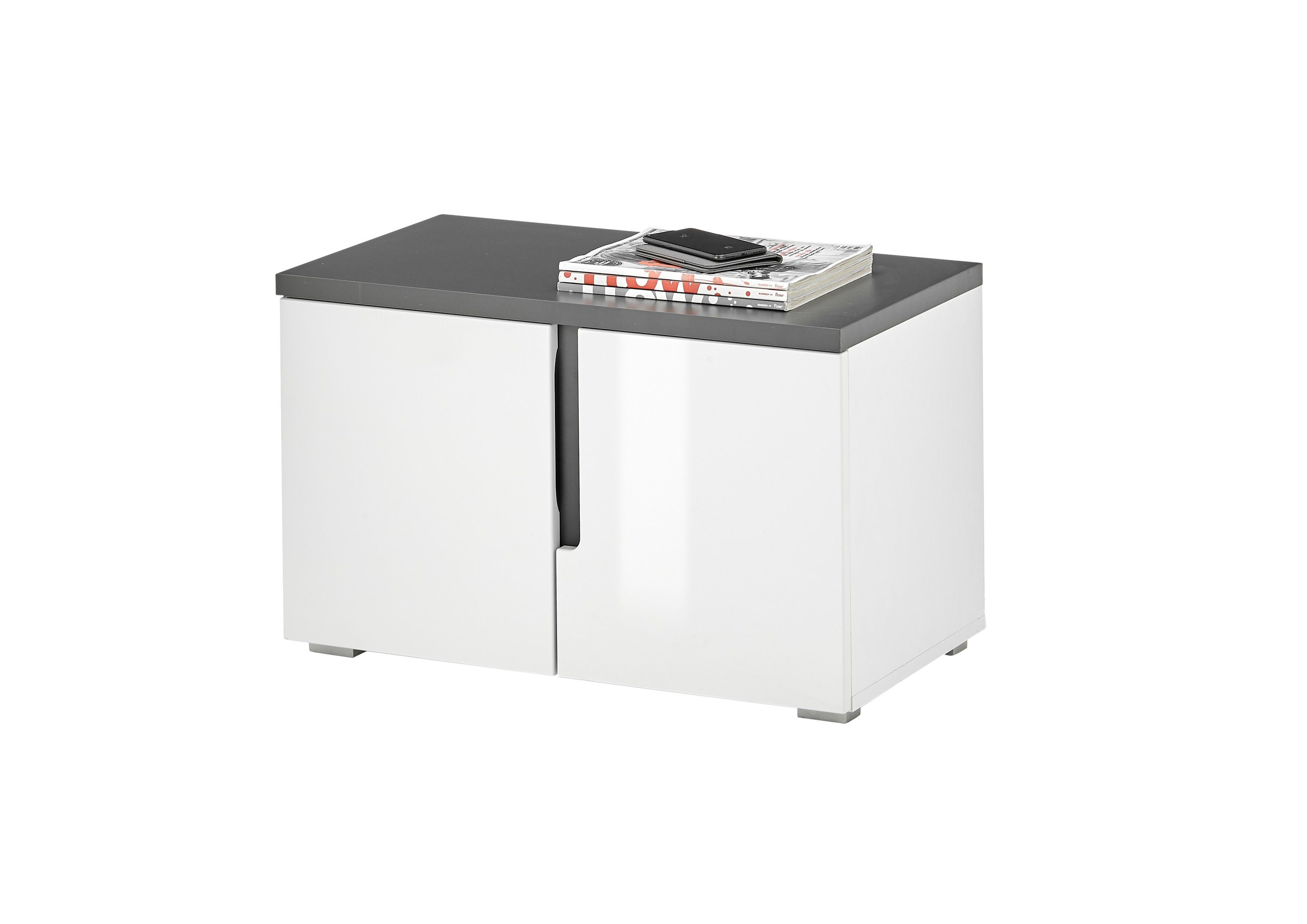 PREISBRECHER Schuhbank Boston, in Weiß hochglanz mit 2 Türen. Abmessungen (BxHxT) 70x44x38 cm