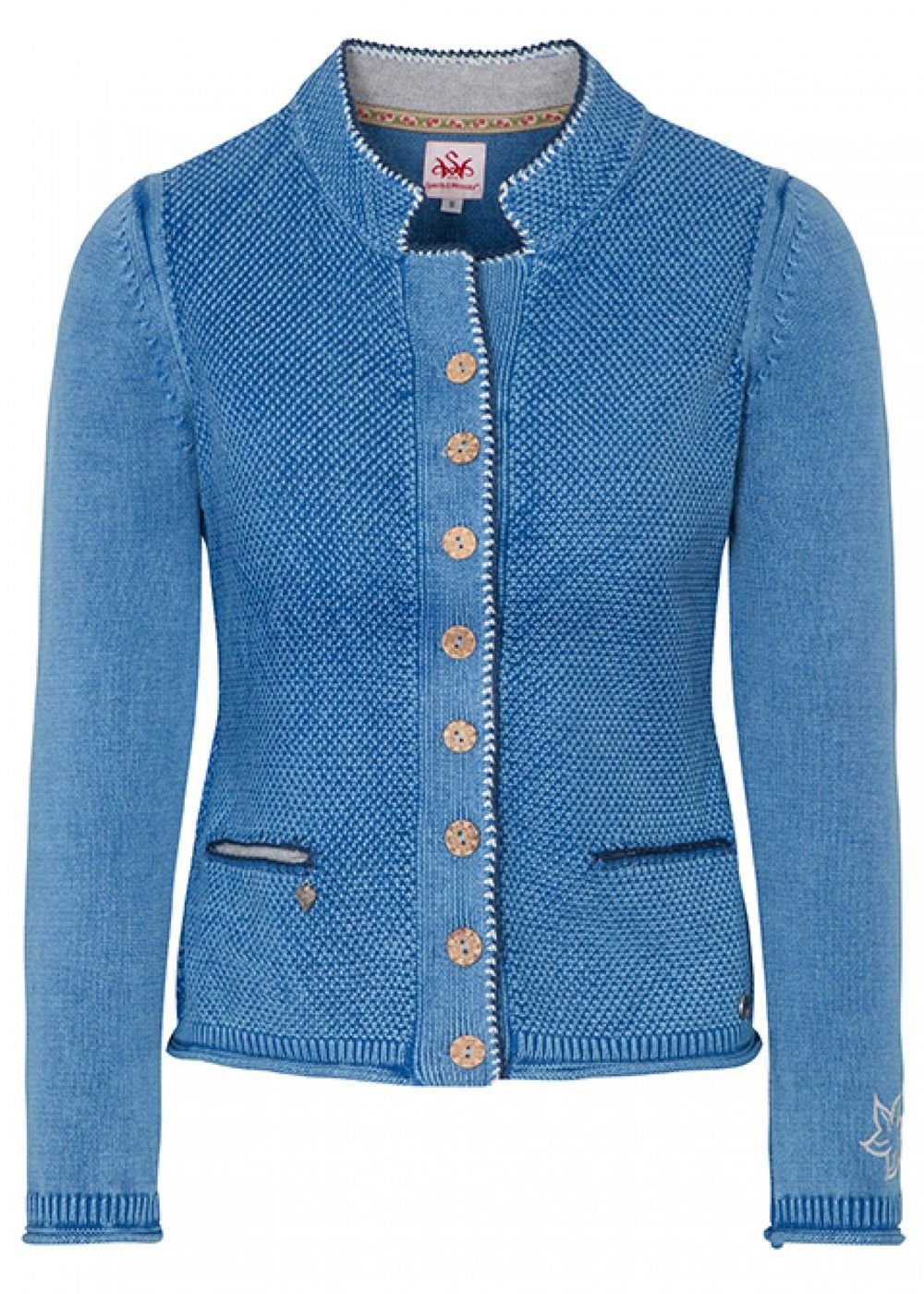 Spieth & Wensky Blau Tarana 380420-D-TARANA Trachten jacke Damen Strickjacke Tracht janker Trachtenjanker