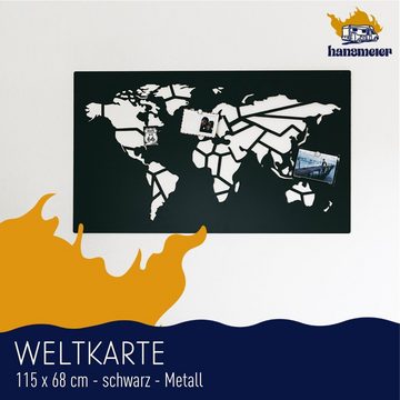 Hansmeier Wanddekoobjekt Weltkarte aus Metall, 115 x 68 cm, Für Außen & Innen