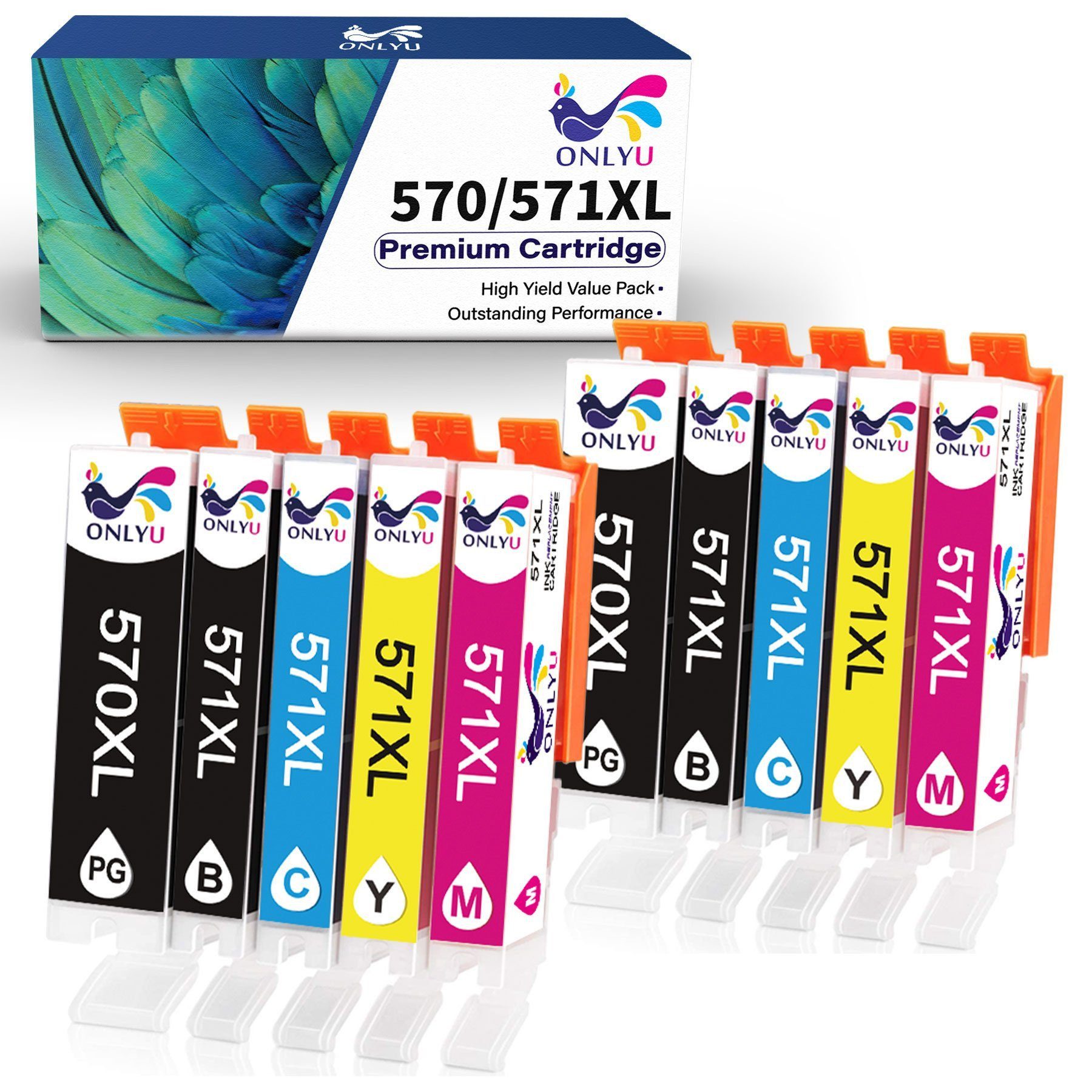 ONLYU 1-20er Druckerpatronen für CANON pgi 570xl cli 571xl Multipack Tintenpatrone (PGI-570 xl CLI-571 xl Für PIXMA TS5050 MG5750 MG5700 MG5751 TS5055 MG5752, MG6850 MG5753 MG6851 MG6852 TS5051 TS6051 TS6050 TS6052)
