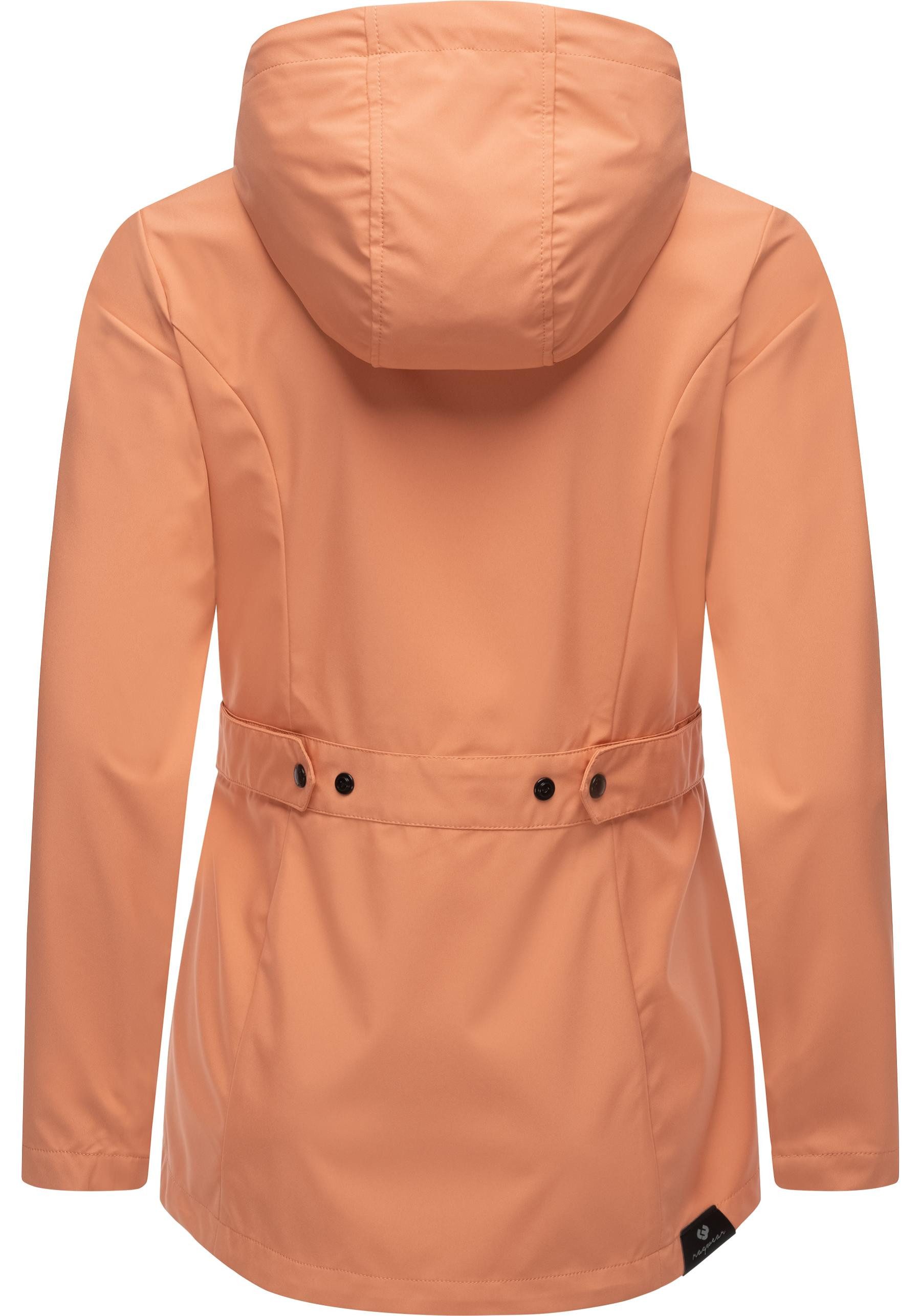 Ragwear Softshelljacke Margge Shell wasserdichte Damen Übergangsjacke mit großer Kapuze