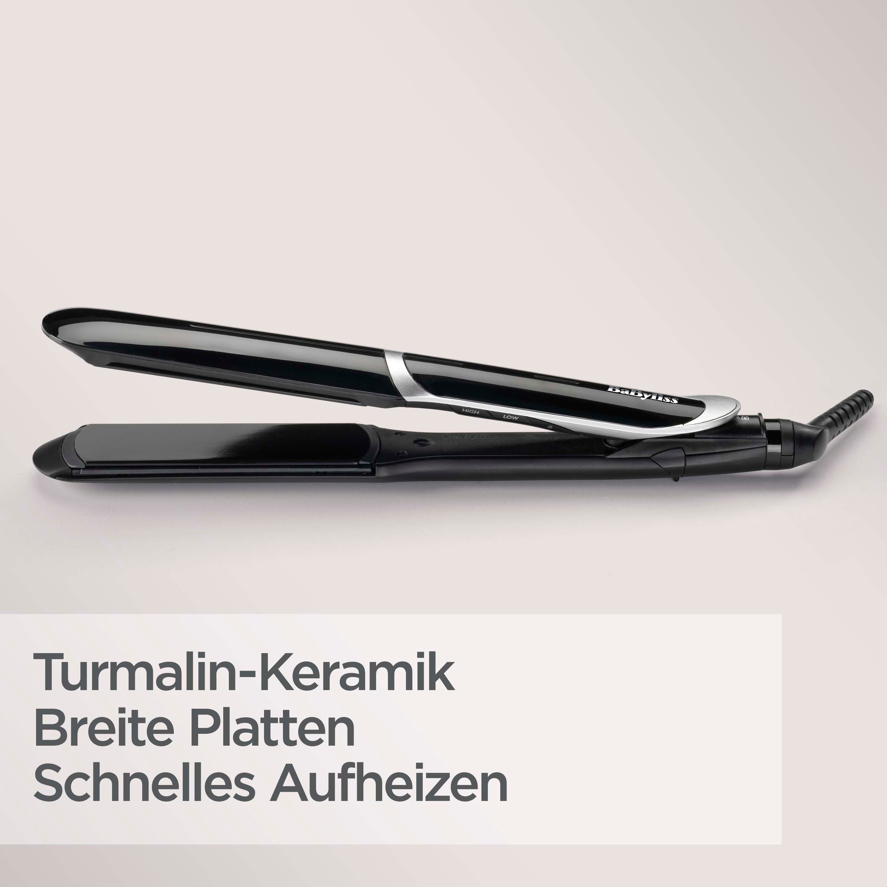BaByliss Glätteisen BaByliss Sleek Control Wide Glätteisen extra breit, Keramik, ST397E, Ionen-Technologie, 6 Temperaturstufen 140–235 °C, abnehmbarer Kamm