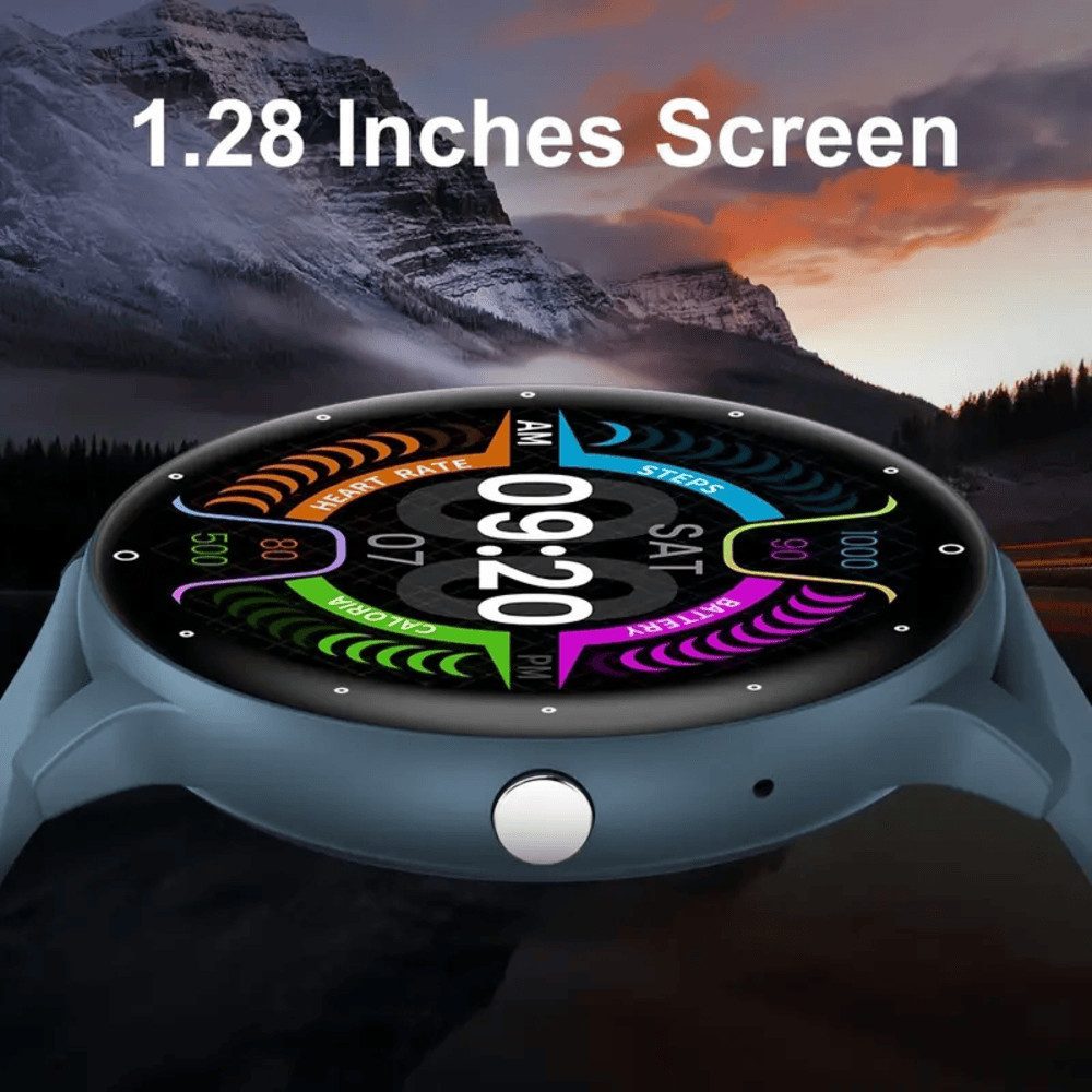 Zevelora Geschenk für Männer und Frauen mit Text- und Anruffunktion Smartwatch (1.28 Zoll, Android/iOS), mit Sportmodi, Schrittzähler, Distanz, Kalorien GPS-Fitness-Tracker