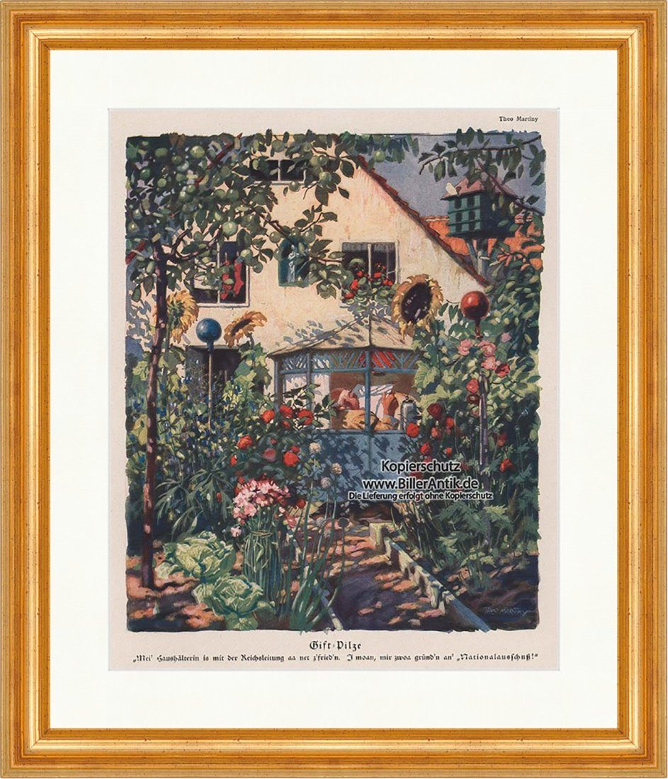 Kunstdruck Gift Pilze Jugendstil von Theo Martiny Garten Blumen Jugend