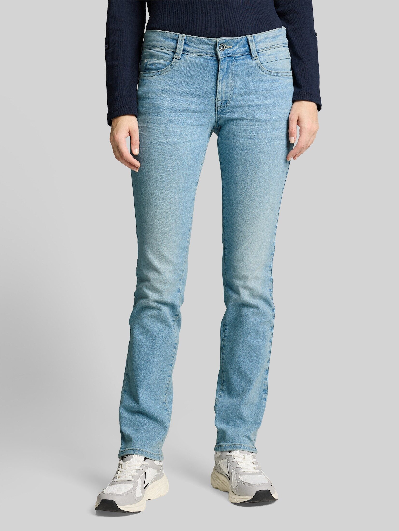 TOM TAILOR Straight-Jeans Jeanshosen TTLIVA STRAIGHT Jeans mit Stretch