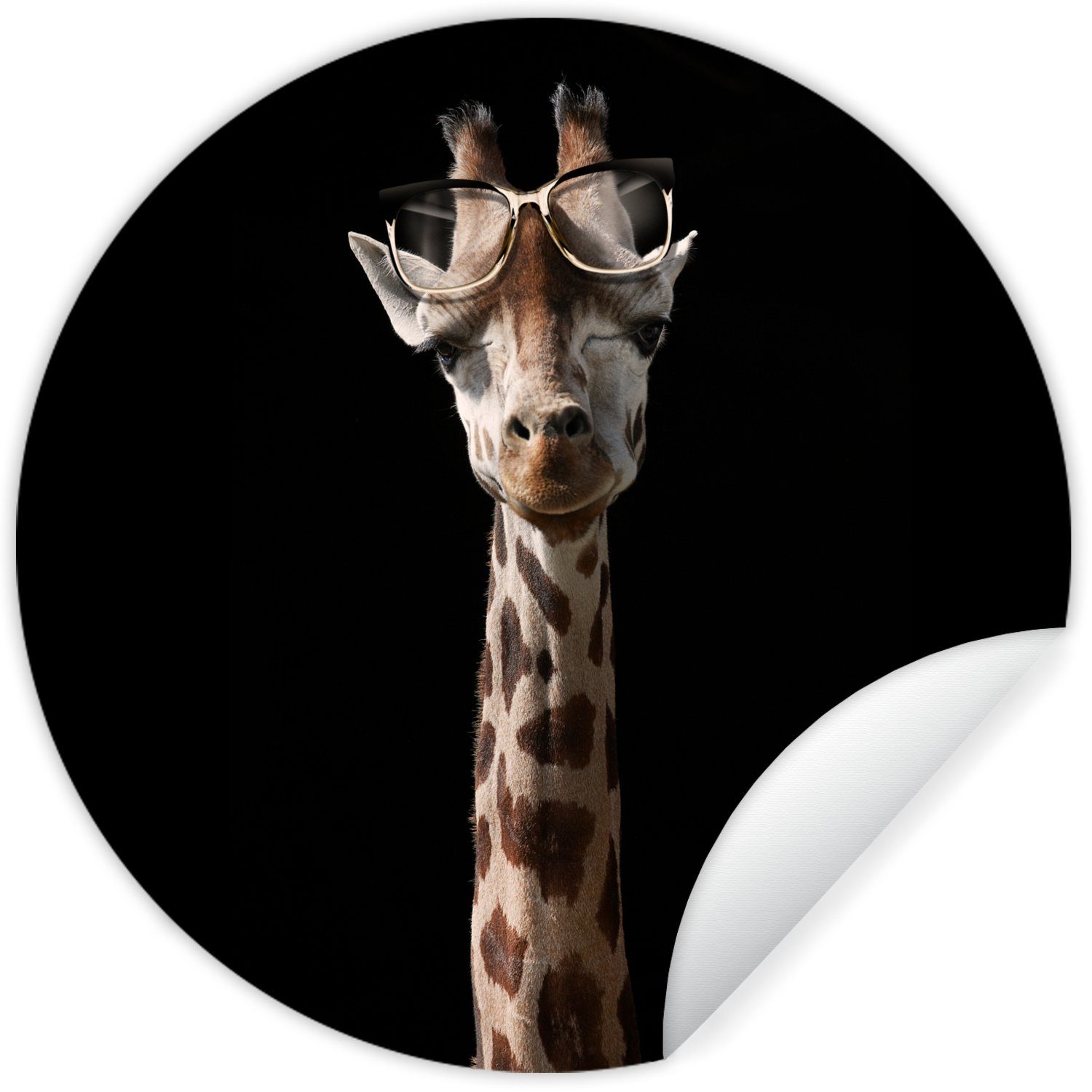MuchoWow Wandsticker Giraffe - St), Schutzbrille Kinderzimmer, für - (1 Schwarz Wohnzimmer Tapetenaufkleber, Rund, Tapetenkreis